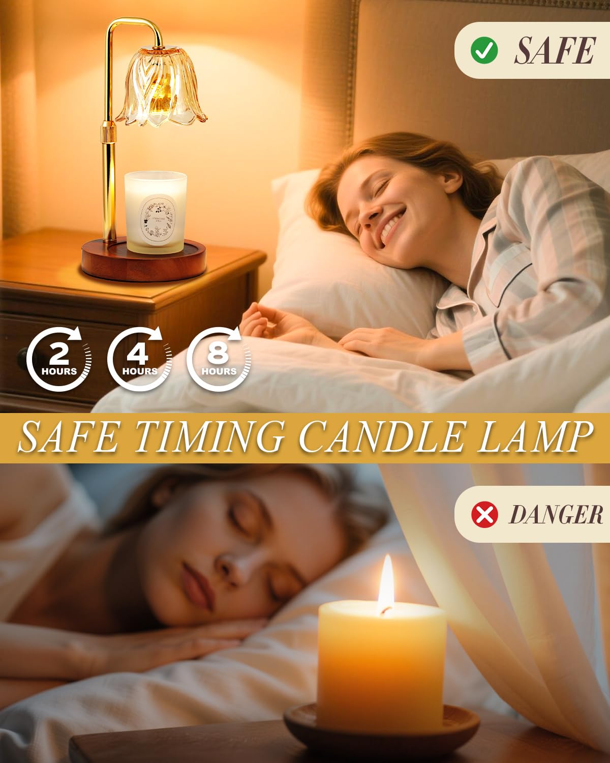 Flower Candle Warmer Lamp with Timer Dimmable, Candle Warming Lamp Height Adjustable, Birthday Gifts for Women Mom, Candles Warm