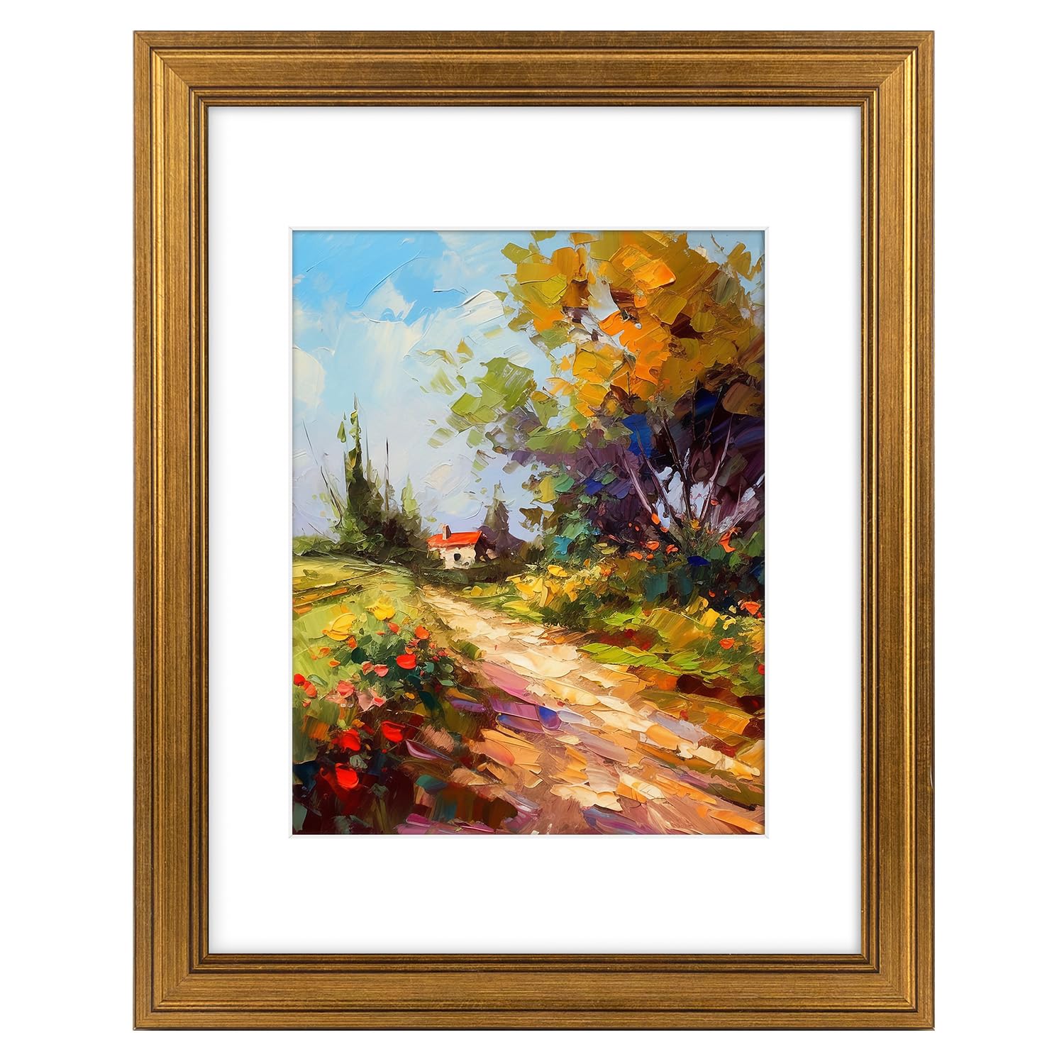 Golden State Art, 11x14 Dark Gold, Wall Hang Photo Frame. Includes White Mat for 8x10 Picture & Real Glass