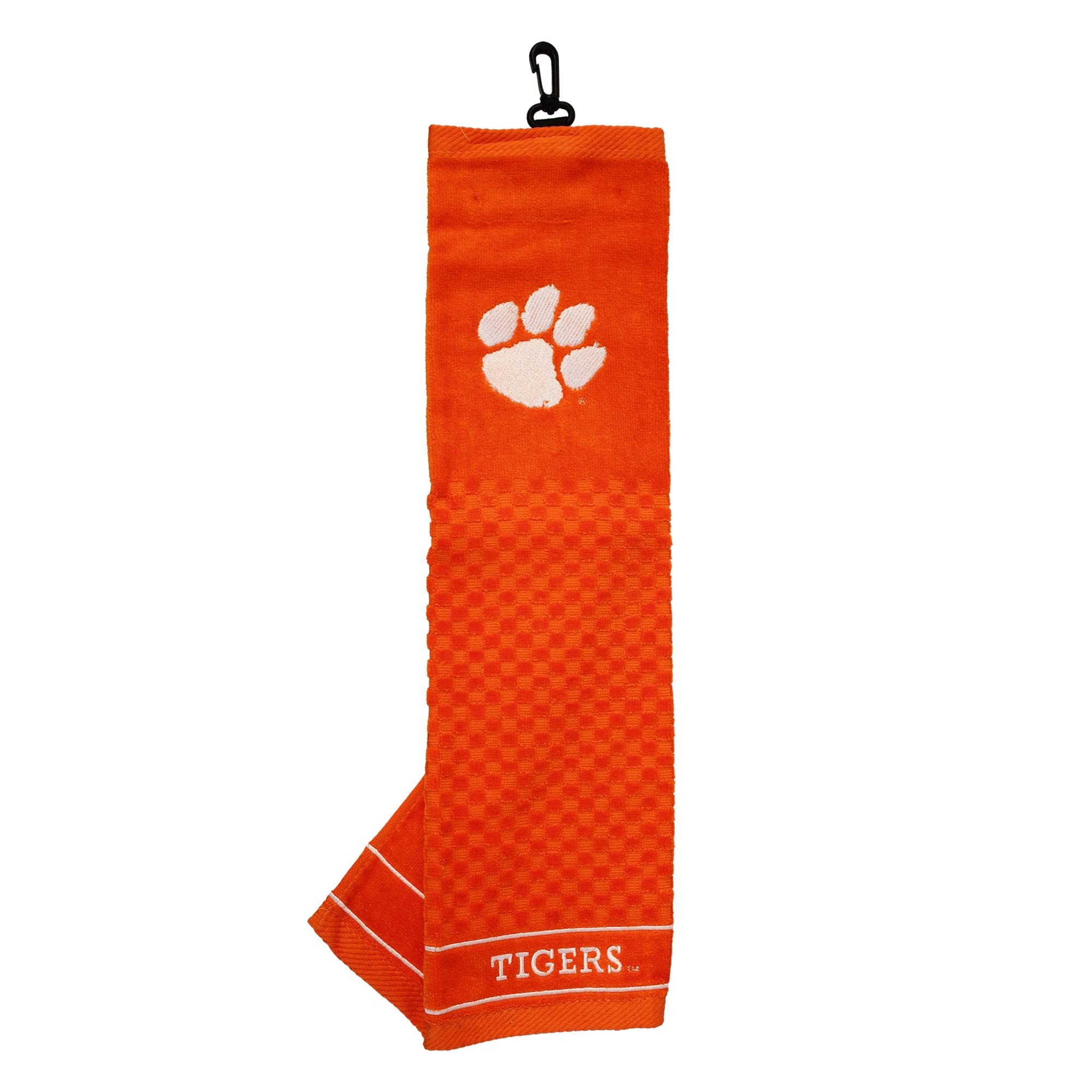 Team Golf Ncaa Clemson Tigers Embroidered Golf Towel Embroidered Golf Towel, Checkered Scrubber Design, Embroidered Logo