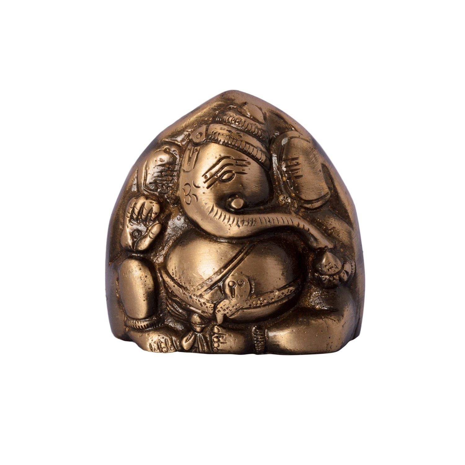 Ecraftindia Antique Finish Two Faced Lord Ganesha Brass Showpiece (5 Cm X 4 Cm X 6, Brown And Golden)