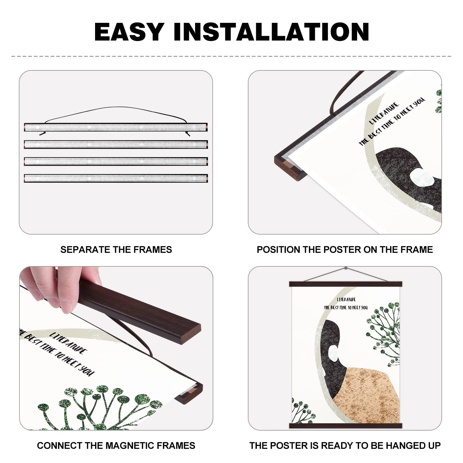 Benjia 33X23 33X24 33X22 Poster Frame, Magnetic Light Wood Wooden Frame Hanger For Photo Picutre Canvas Artwork Art Print Wall H