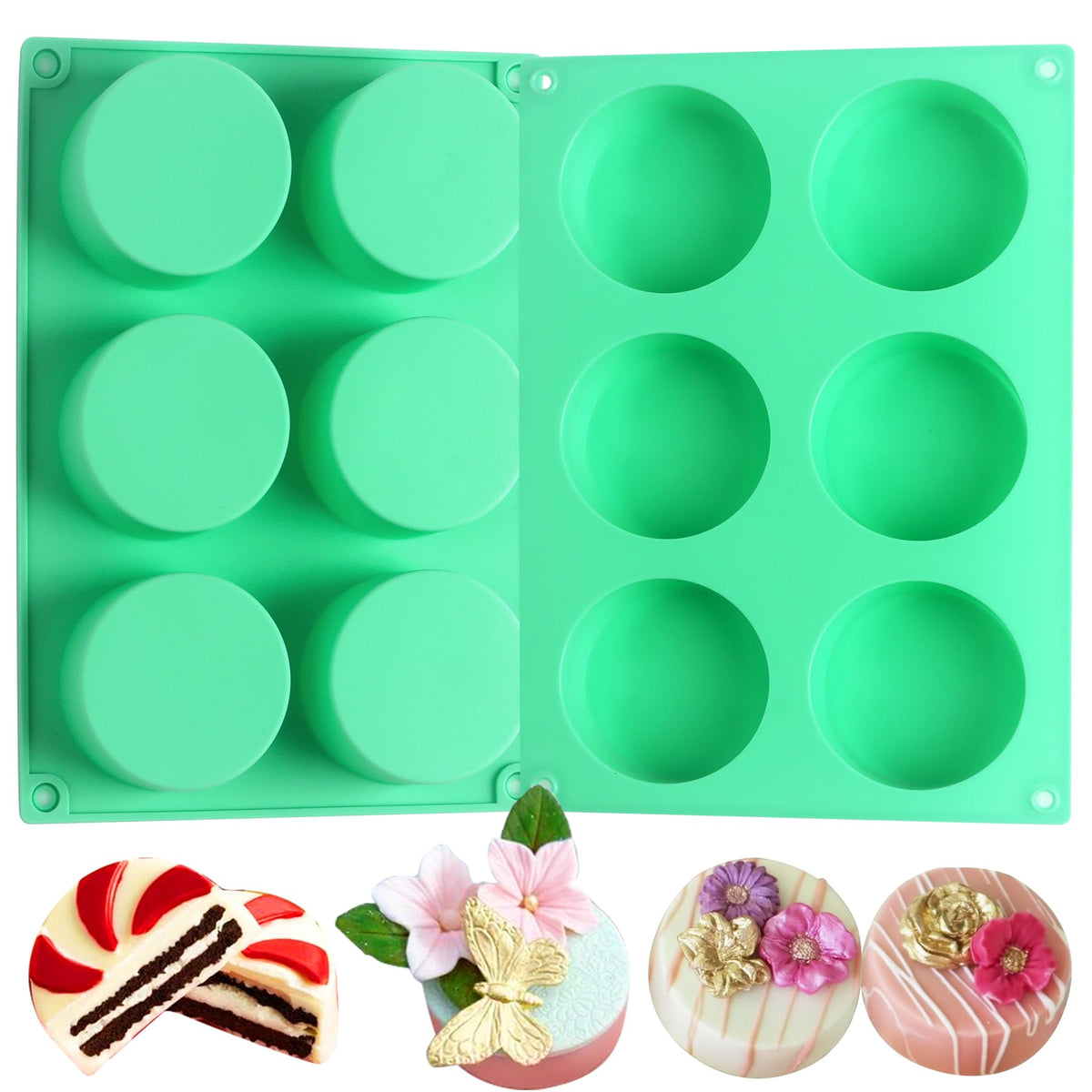 Siodisr 2Pcs Oreo Cookie Chocolate Silicone Mold, 6-Cavity Round Cylinder Oreo Chocolate Cover Molds For Candy, Silicone Baking
