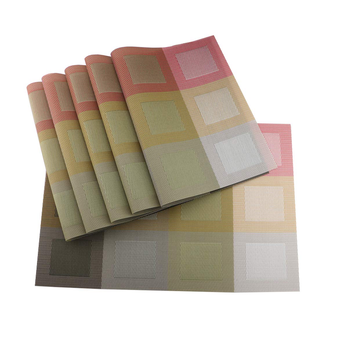 Gugrida Set Of 6 Placemats For Dinning Table, Luxury Pvc Woven Vinyl Table Mats,Washable And Heat Insulation Kitchen Place Mats