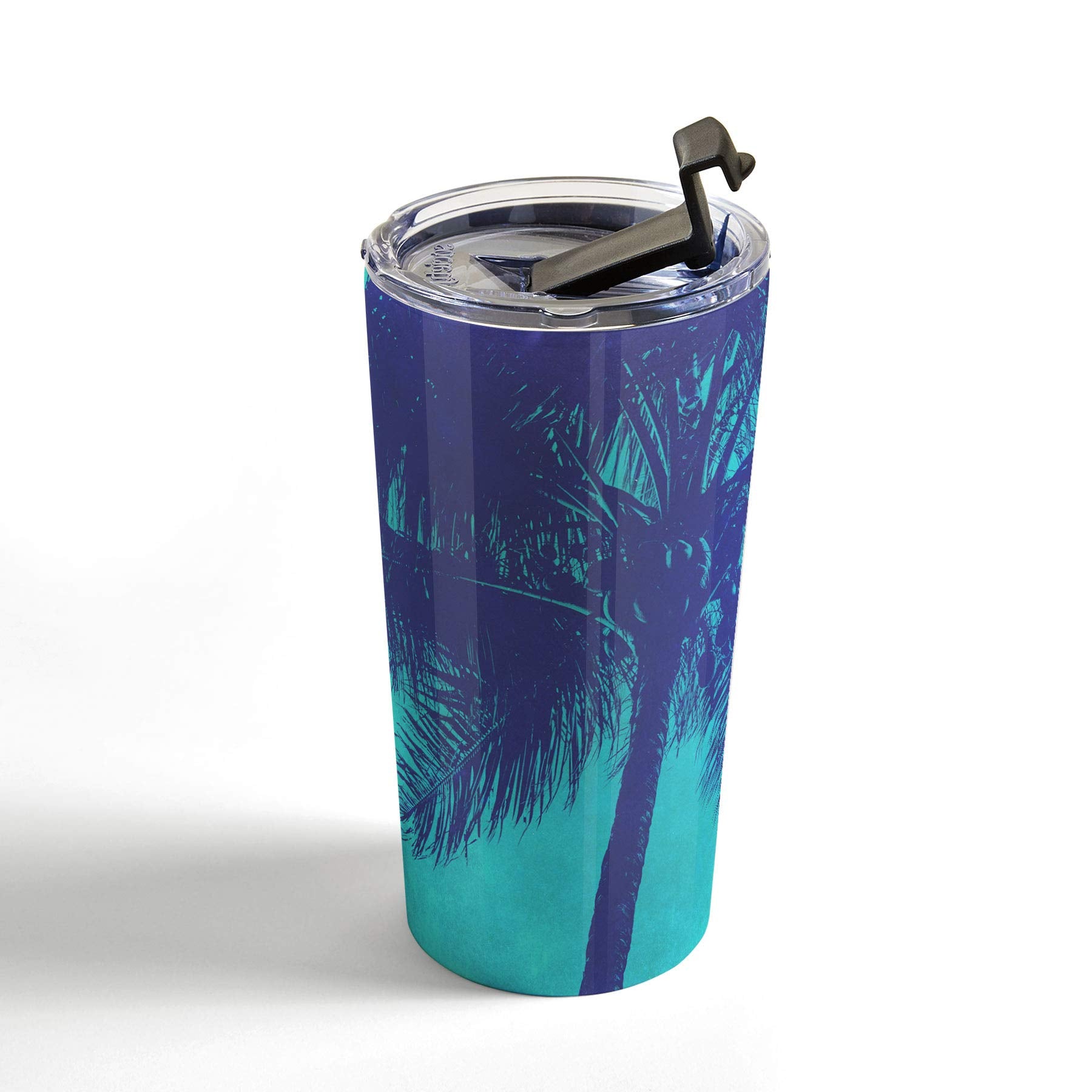 Society6 Nature Magik Palm Trees Summer Turquoise Travel Mug, 20Oz, Blue