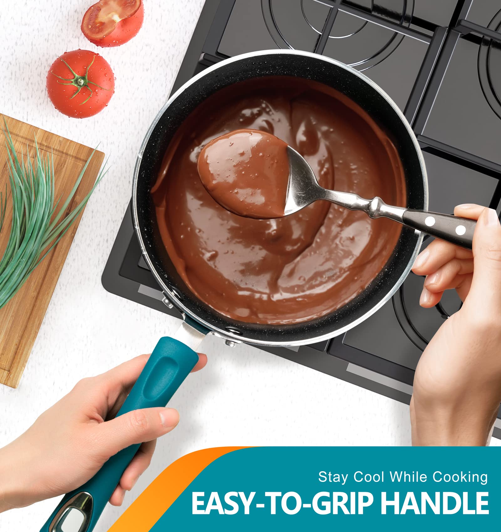 Michelangelo Sauce Pan Sets, Enamel Sauce Pan With Lid, 1Qt & 2Qt & 3Qt Saucepans With Lids, Nonstick Saucepan Set, Small Pot Wi