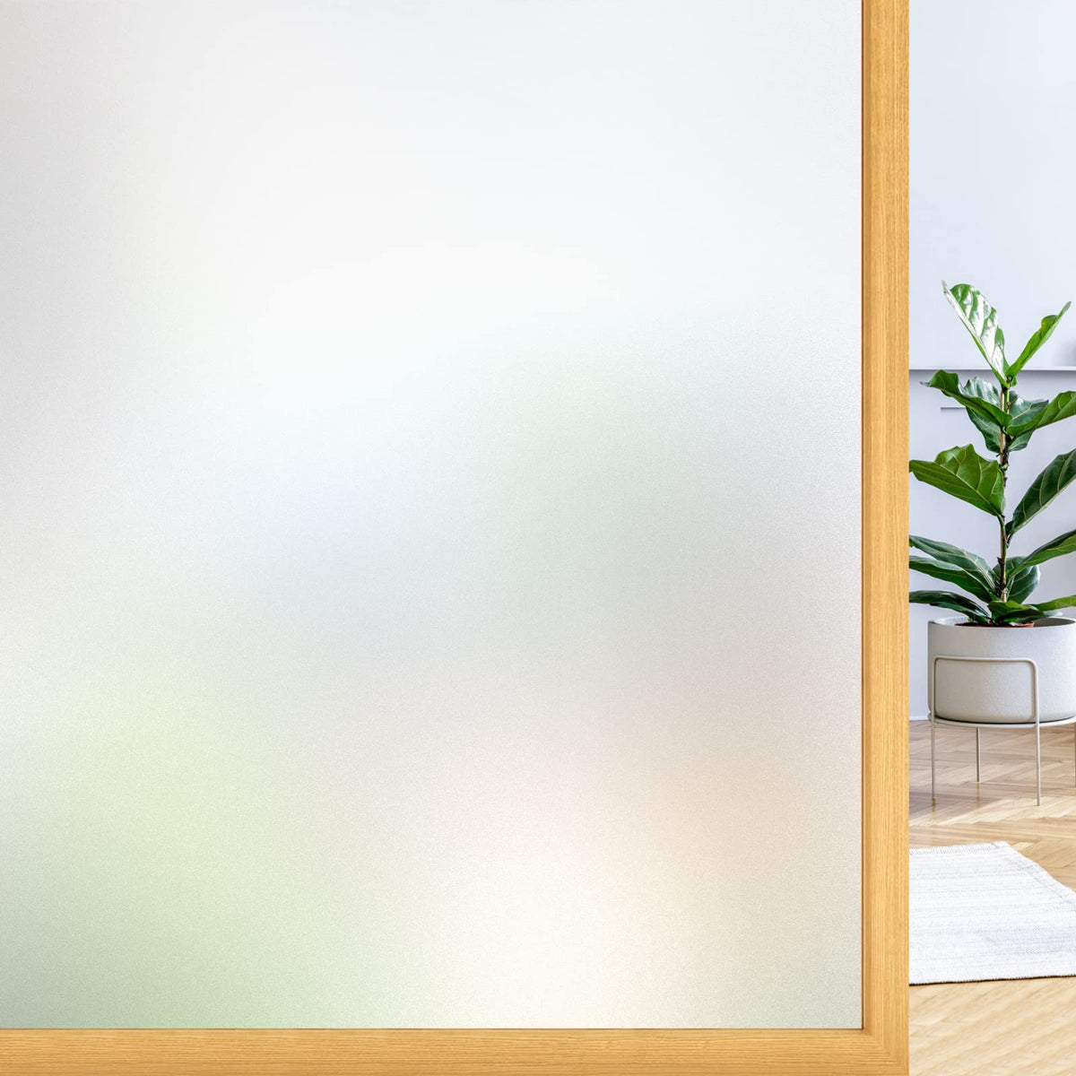 Rabbitgoo Window Privacy Film, Frosted Glass Window Sticker, Opaque Sun Blocking Glass Covering, Non-Adhesive Cling Removable Vi