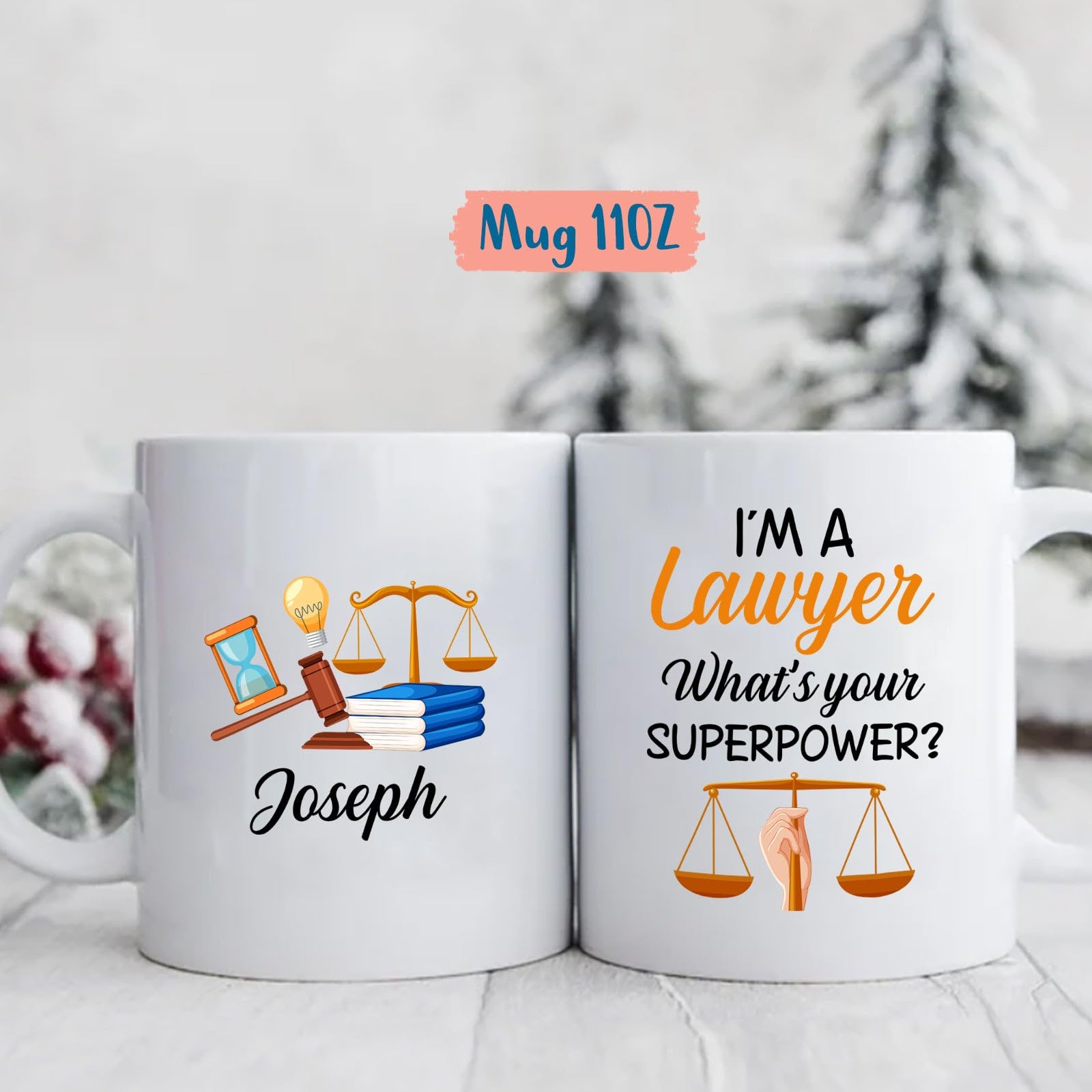 BixDori Customized Lawyer Name Mug, I'm A Lawyer Mug, Solicitor Coffee Cups, Personalized Attorney Ceramic Mug Gifts, Scales Of