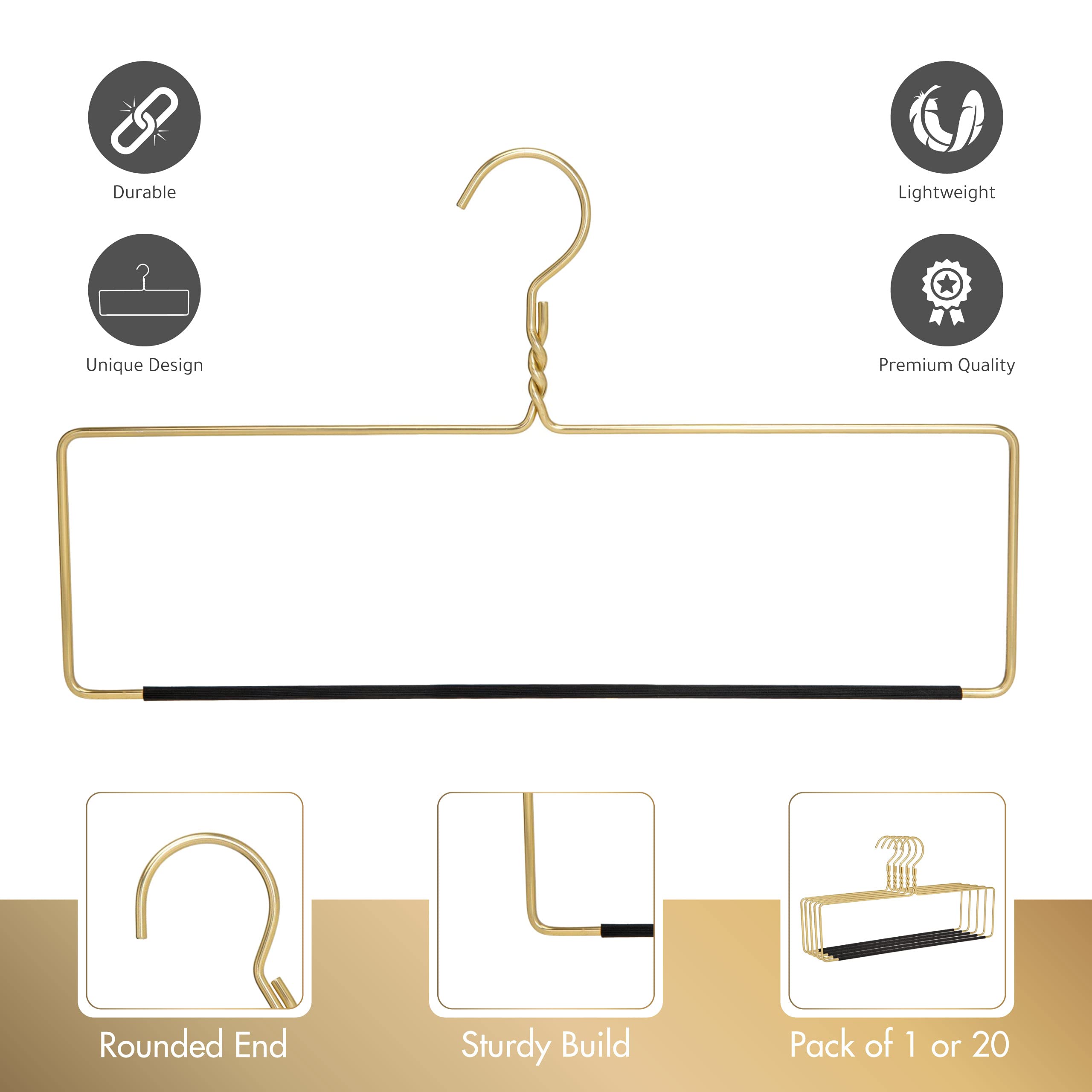 Quality Hangers Heavy Duty Blanket Hanger, Nonslip Storage Solution, Small, Gold, Model AL50-GL