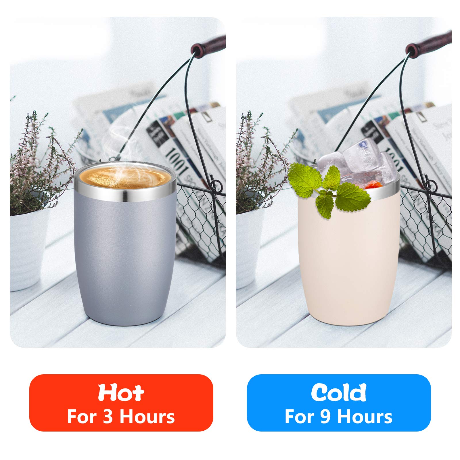Vegond Stainless Steel 12 Oz Tumblers Bulk Vacuum Insulated Double Wall Travel Tumbler With Lid And Straw Reusable Tumbler, Grey