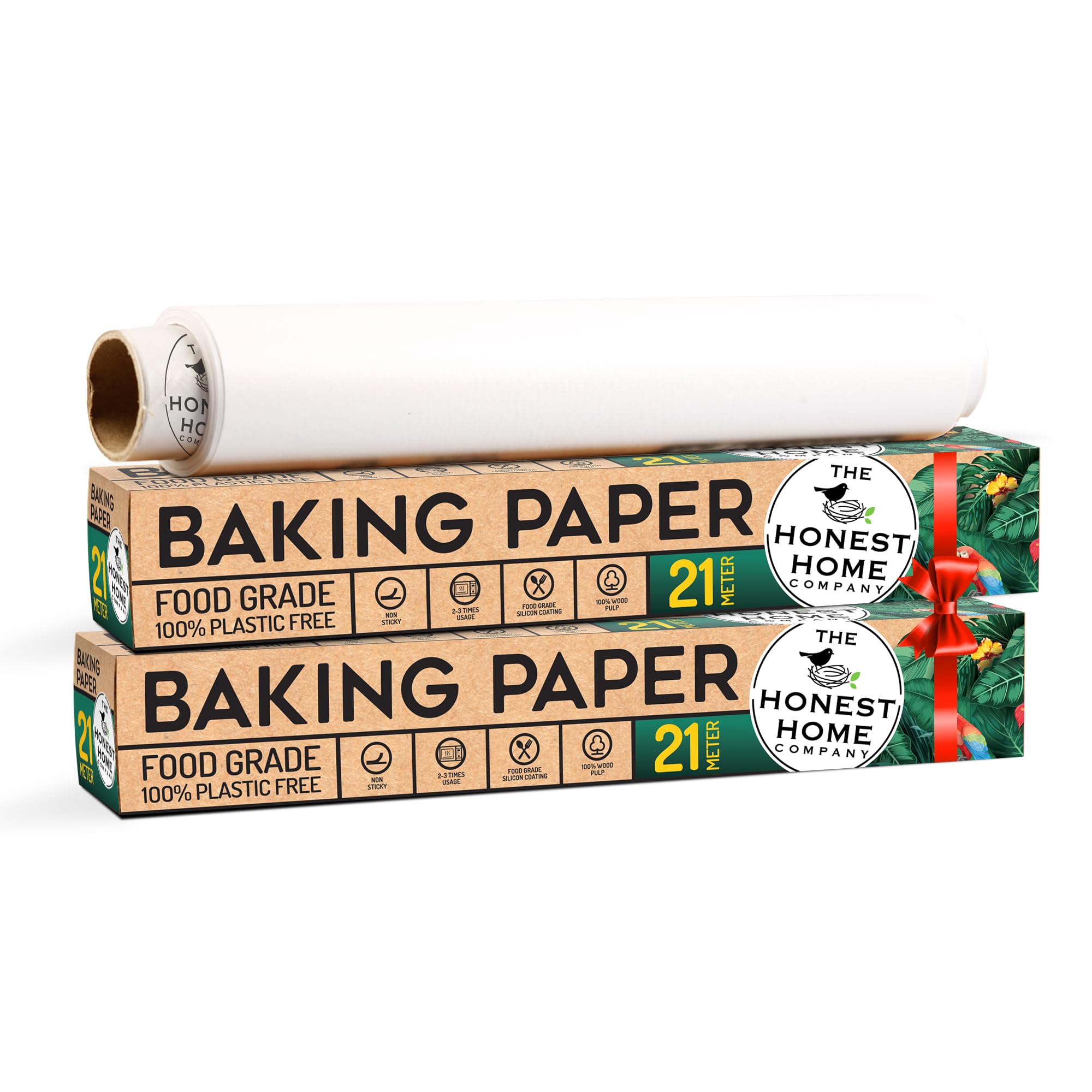 Honest Home Baking Paper Roll Combo | 42 Meters | Pack Of 2 (21M + 21M) | 40 Gsm Non-Stick Parchment Paper For Baking Cake | Bak