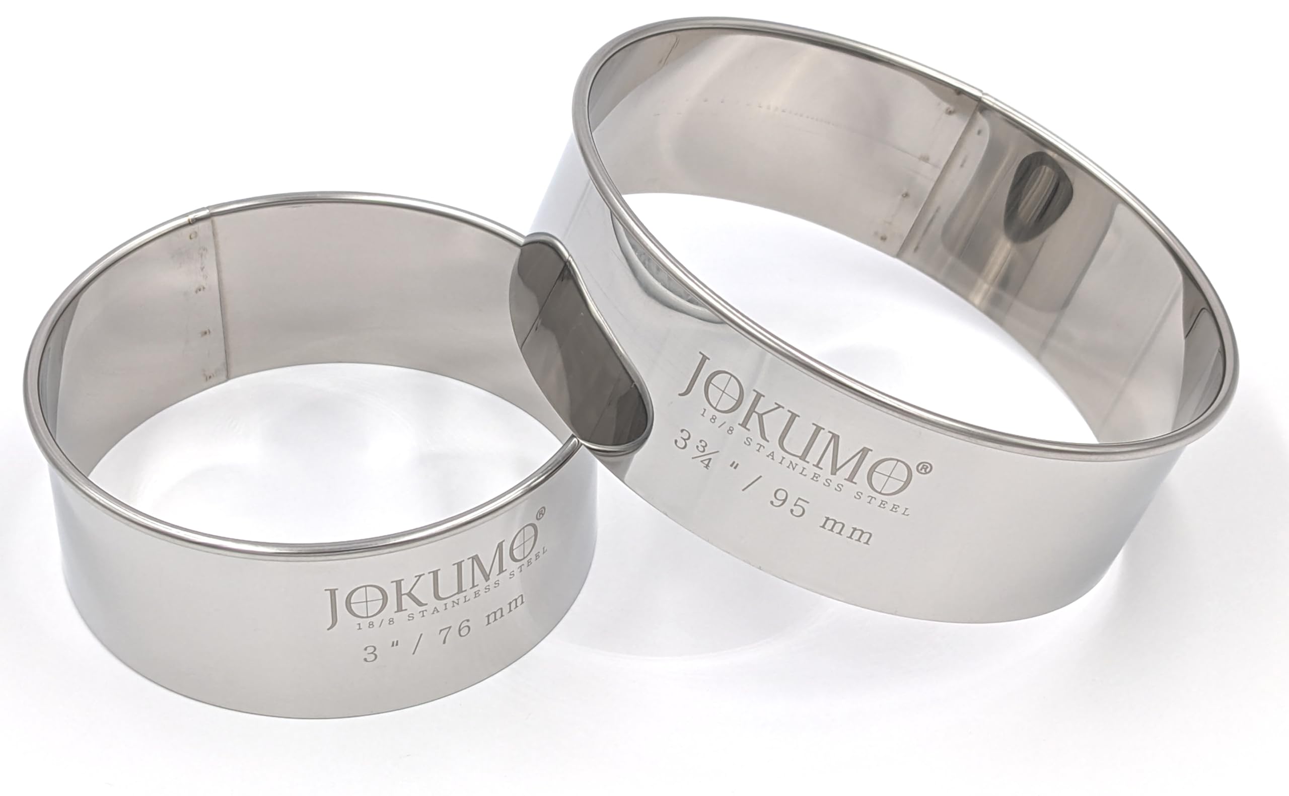 Jokumo 12 Piece Plain Round Pastry/Cookie Cutter Set Heavy Duty Commercial Grade 18/8 304 Stainless Steel - Metal Marked Size -
