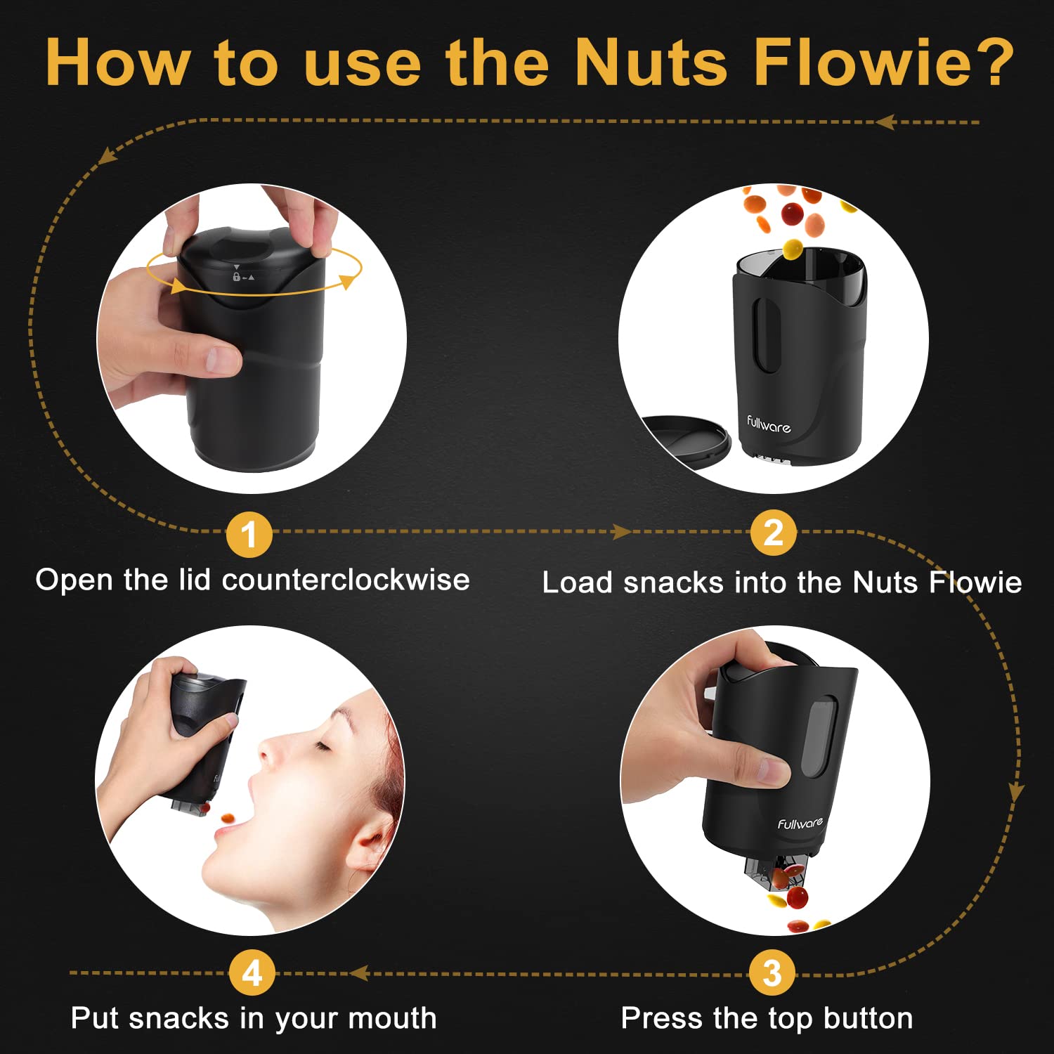 Nuts Dispenser 9 Oz Keep Fingers Clean Snack Dispenser For Peanuts Under 0.7'', Cashew Kernels, M&M