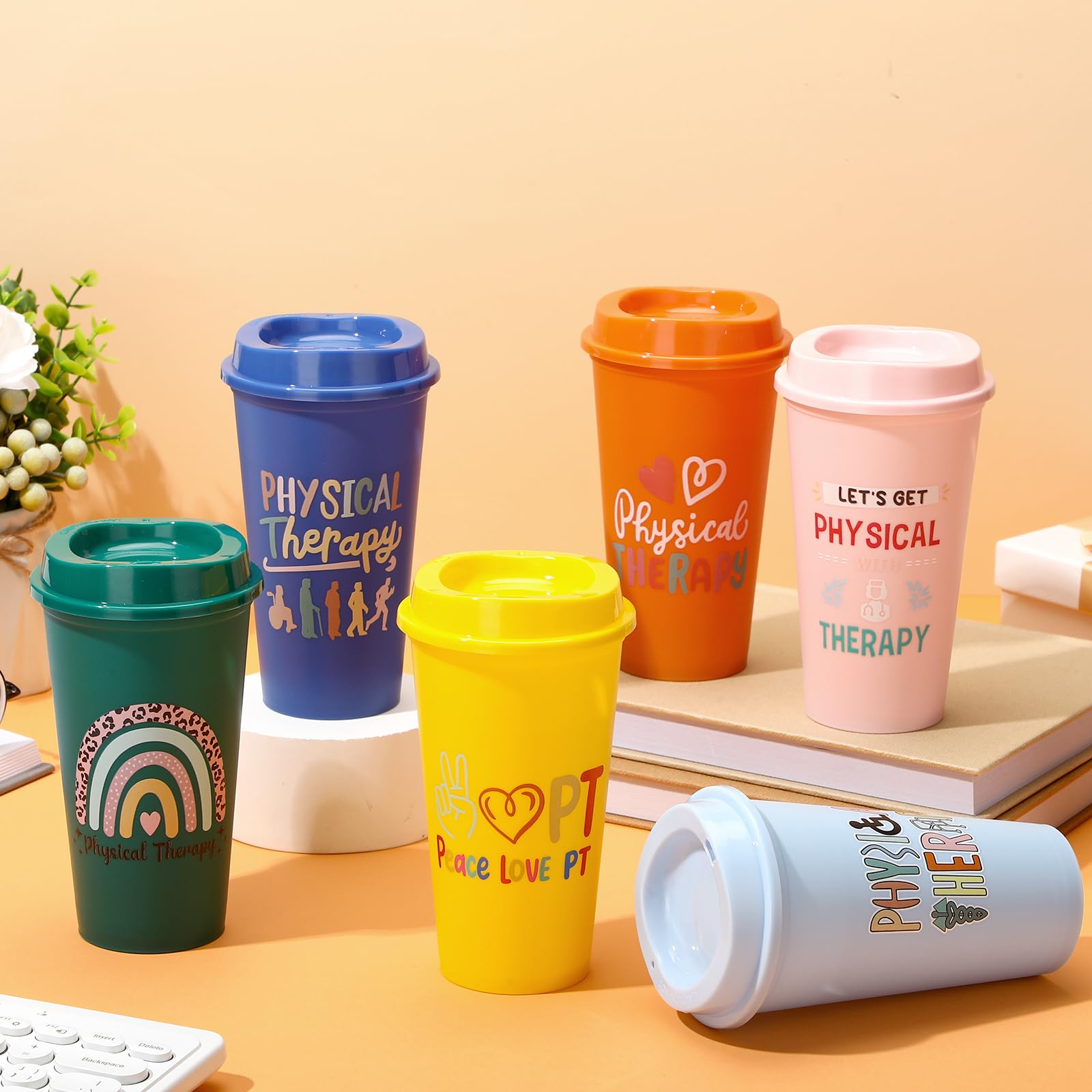 SiliFine 12 Pcs Physical Therapy Gifts PT Month Gift 16 oz Physical Therapist Tumbler with Lids Physiotherapy Tech Therapists Th