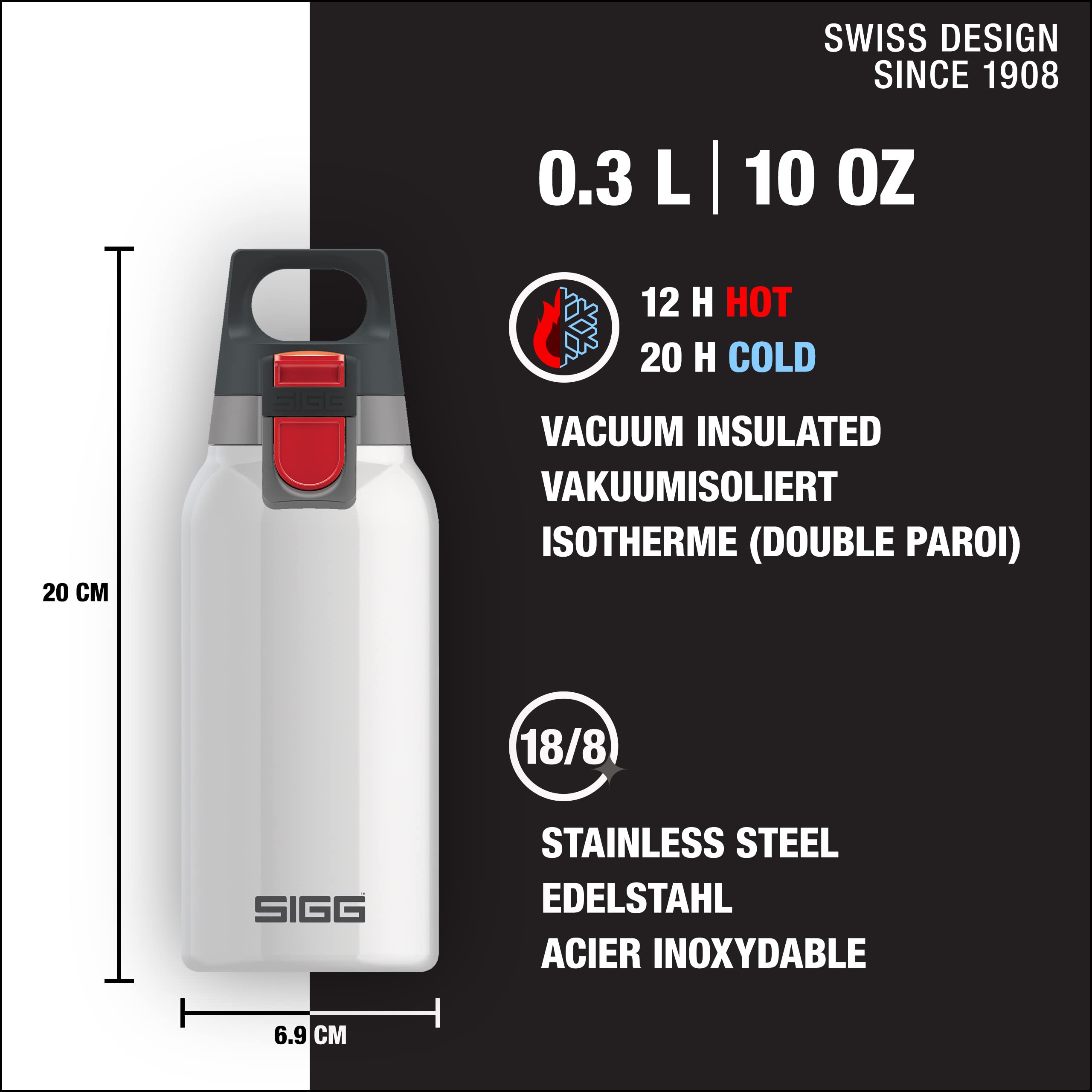 Sigg - Insulated Water Bottle White - Thermo Flask Hot & Cold One With Tea Infuser - Leakproof - Bpa Free - 18/8 Stainless Steel
