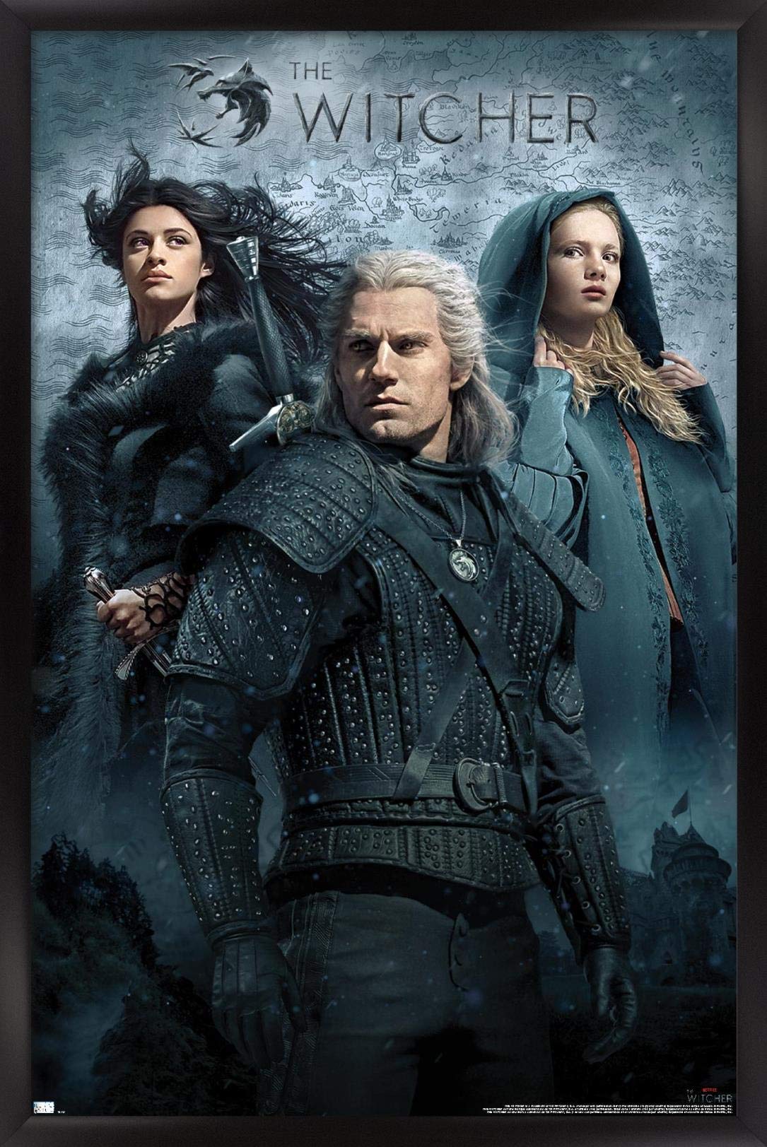 Trends International Netflix The Witcher - Key Art Wall Poster, 14.725'' X 22.375'', Black Framed Version