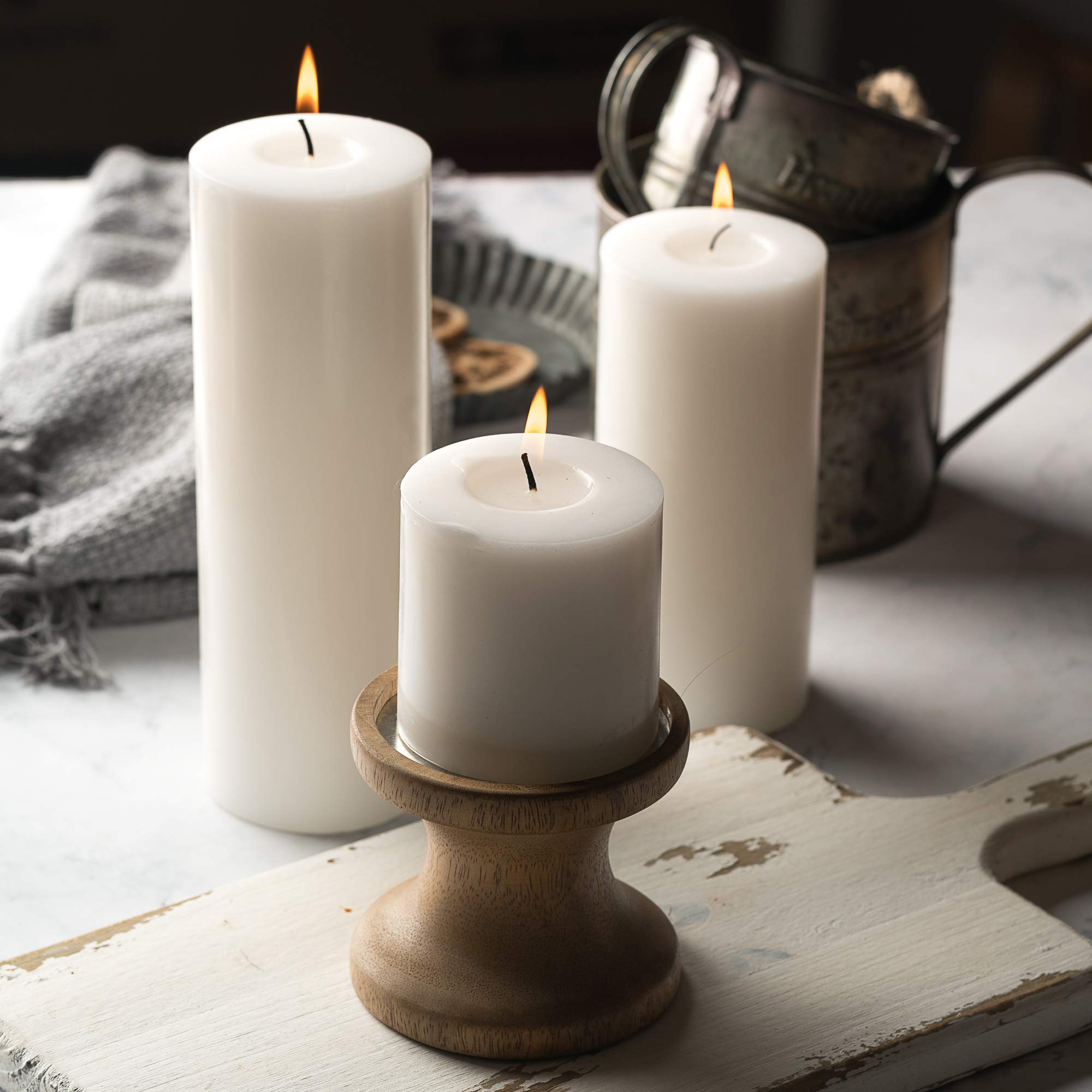 Pillar Candles - 2.7x3 inch | 30 Hours Burning, 6 Count - White Unscented Smokeless European Pillar Candles - Perfect for Weddin