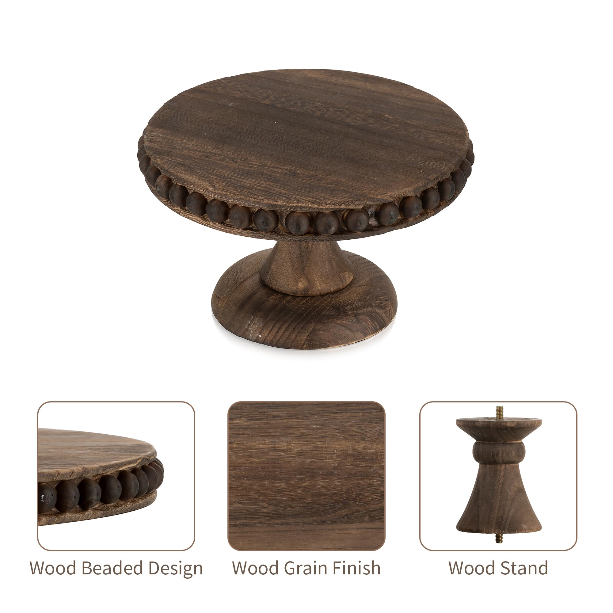 Hanobe Small Wood Cake Stand: Cupcake Pedestal Stand 8 Inch Dessert Display Riser Distressed Rustic Round Cakes Holder Tray Vint