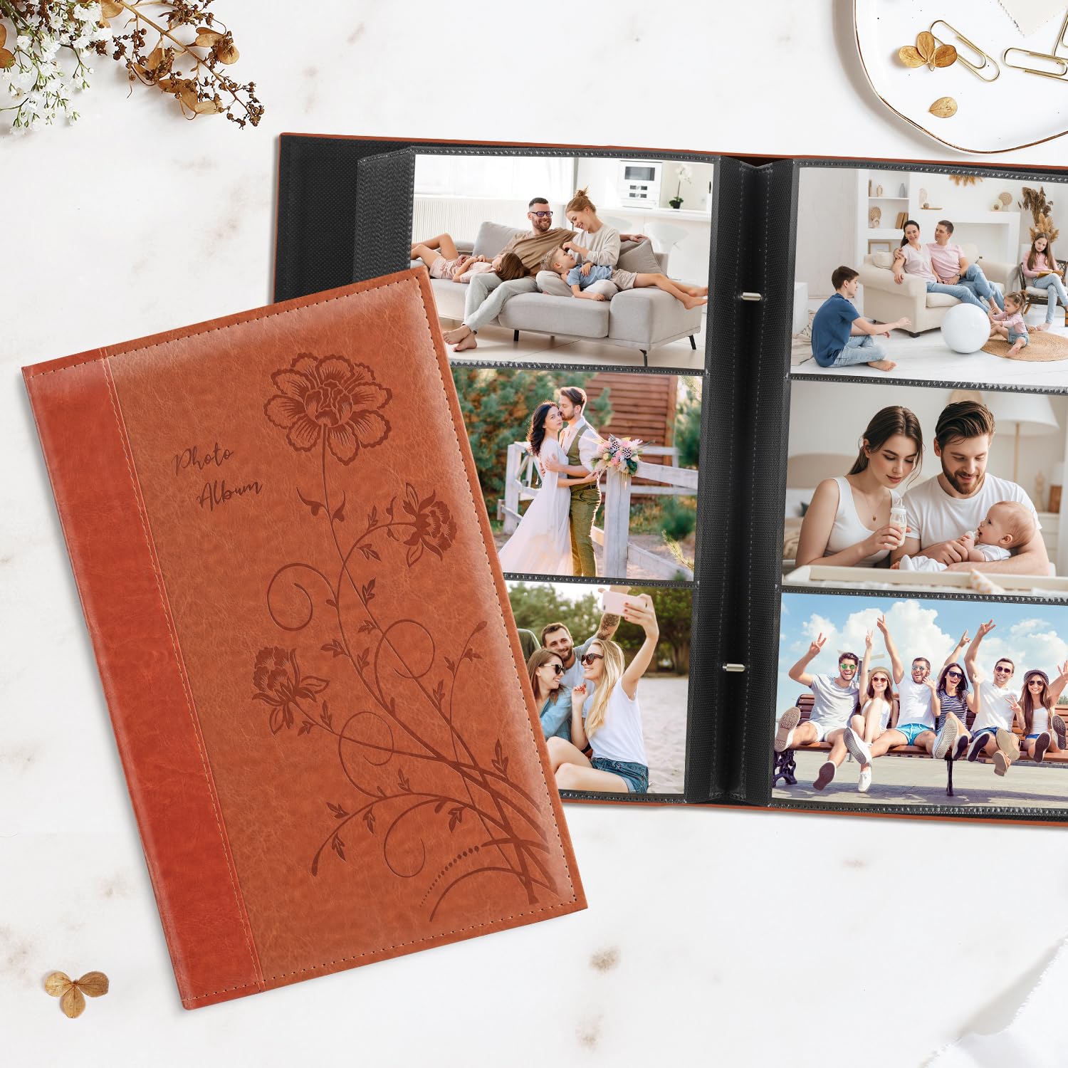 Artmag Photo Album 4x6 300 Photos  Extra Large Capacity Leather Cover Wedding Family Photo Albums Holds 300 Horizontal 4x6 Photos(Brown)