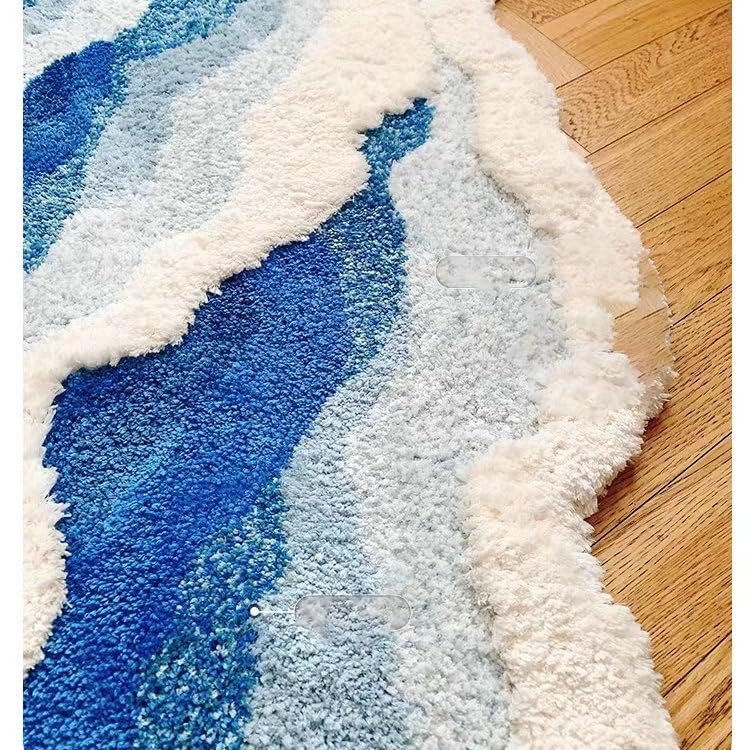 Zylg Wave Shape Furry Bedroom Rug, Fluffy Area Rug, Bathroom Rugs, Children'S Room, Bathroom Mats,Bath Mats(31.5 X 19.7 In)