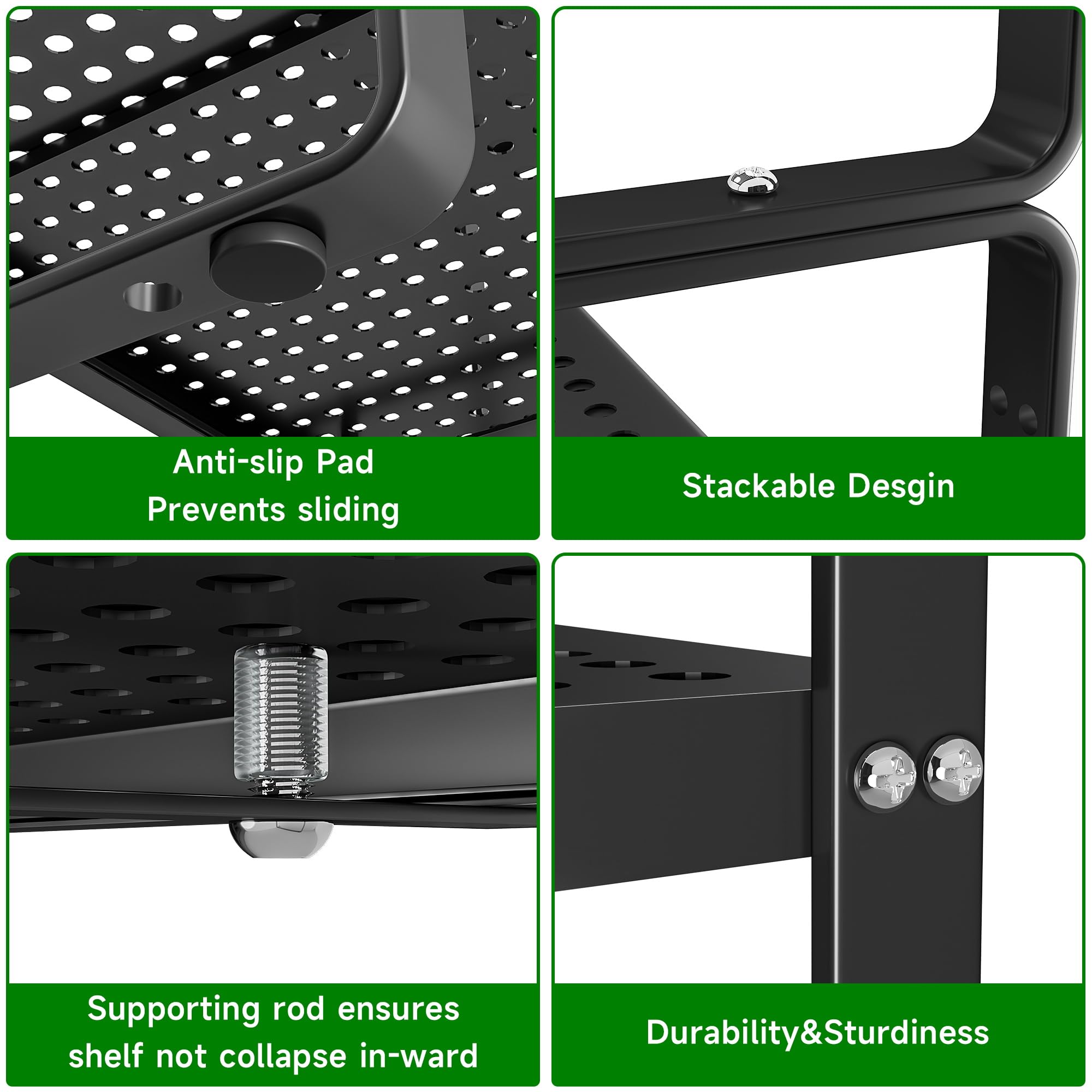 Expandable Kitchen Cabinet Shelf Organizer Rack Heavy Duty Metal Spice Rack Stackable Kitchen Counter Storage Shelf For Kitchen