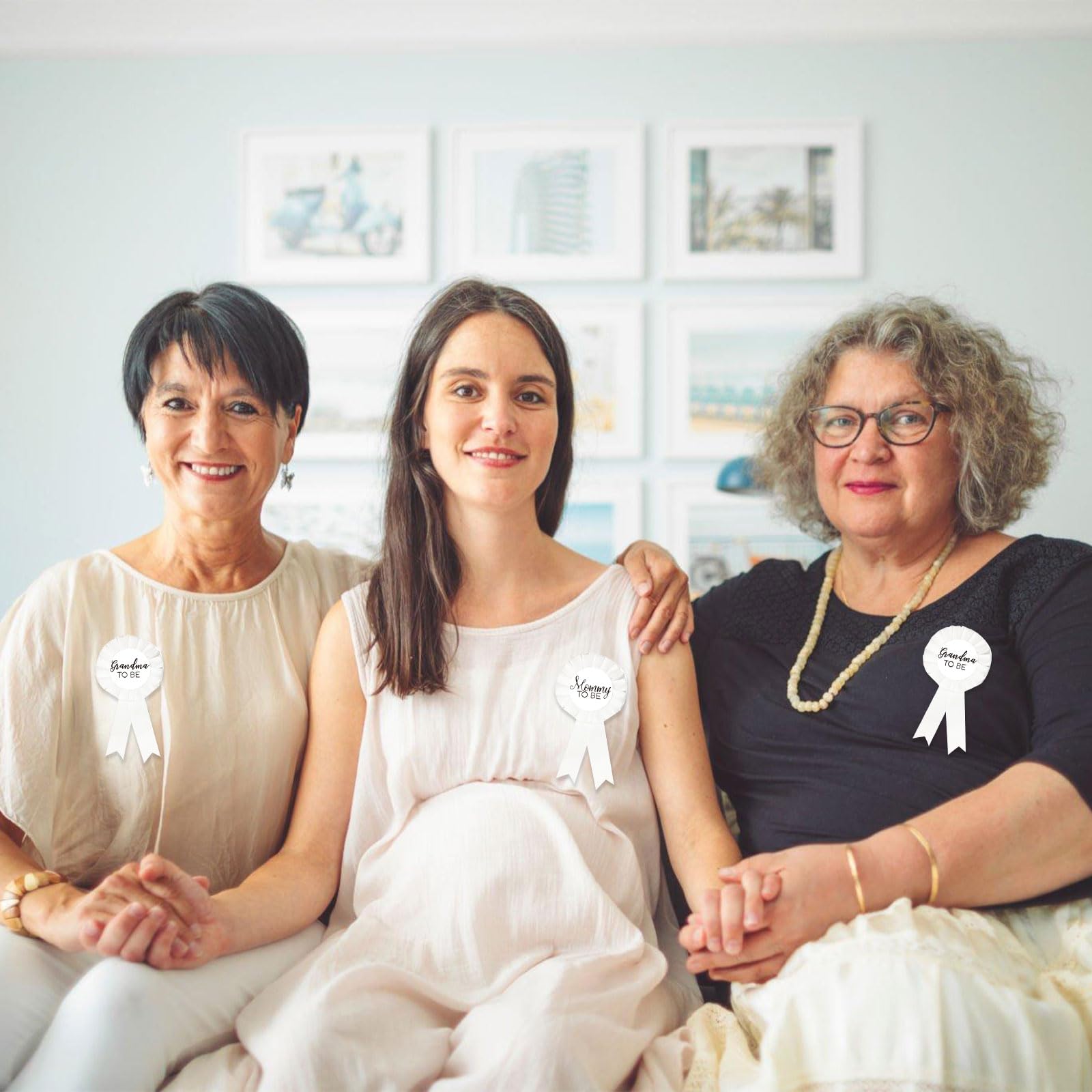 1 Mommy To Be Tinplate Badge Pin Neutral, 2 Badges For Grandmas To Be - Baby Shower Button New Mom Gifts Gender Reveals Party Ba