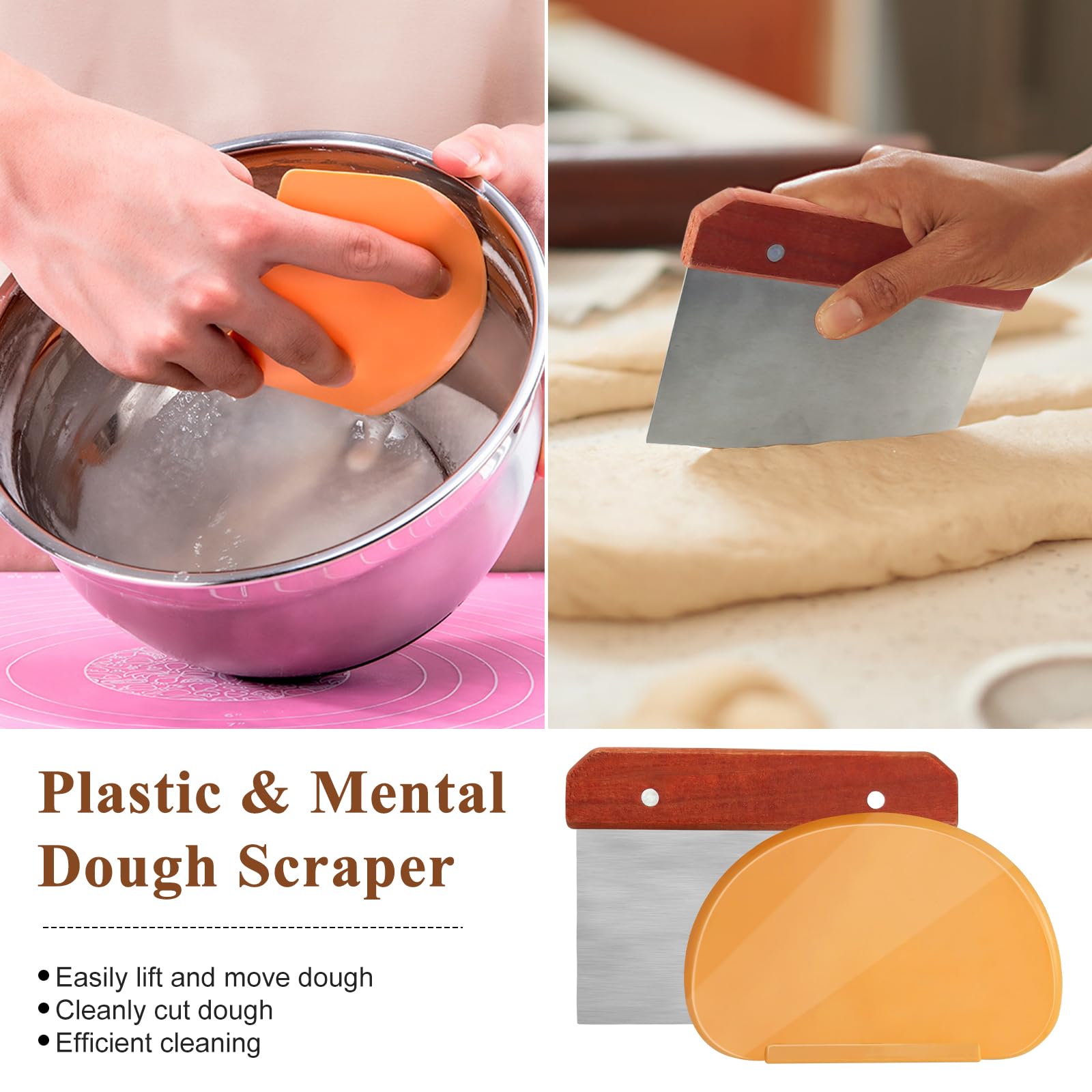 Sourdough Bread Baking Supplies: 9 Inch Round & 10 Inch Oval Banneton Bread Proofing Baskets w/Liner, Bread Lame, Dough Scrapers