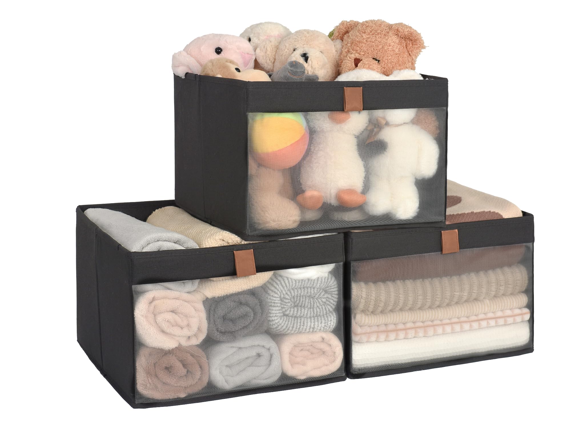 Storageworks Closet Storage Bins With Clear Window And 2 Handles, Foldable Clothing Bins For Shelves, Extra Large Fabric Organiz