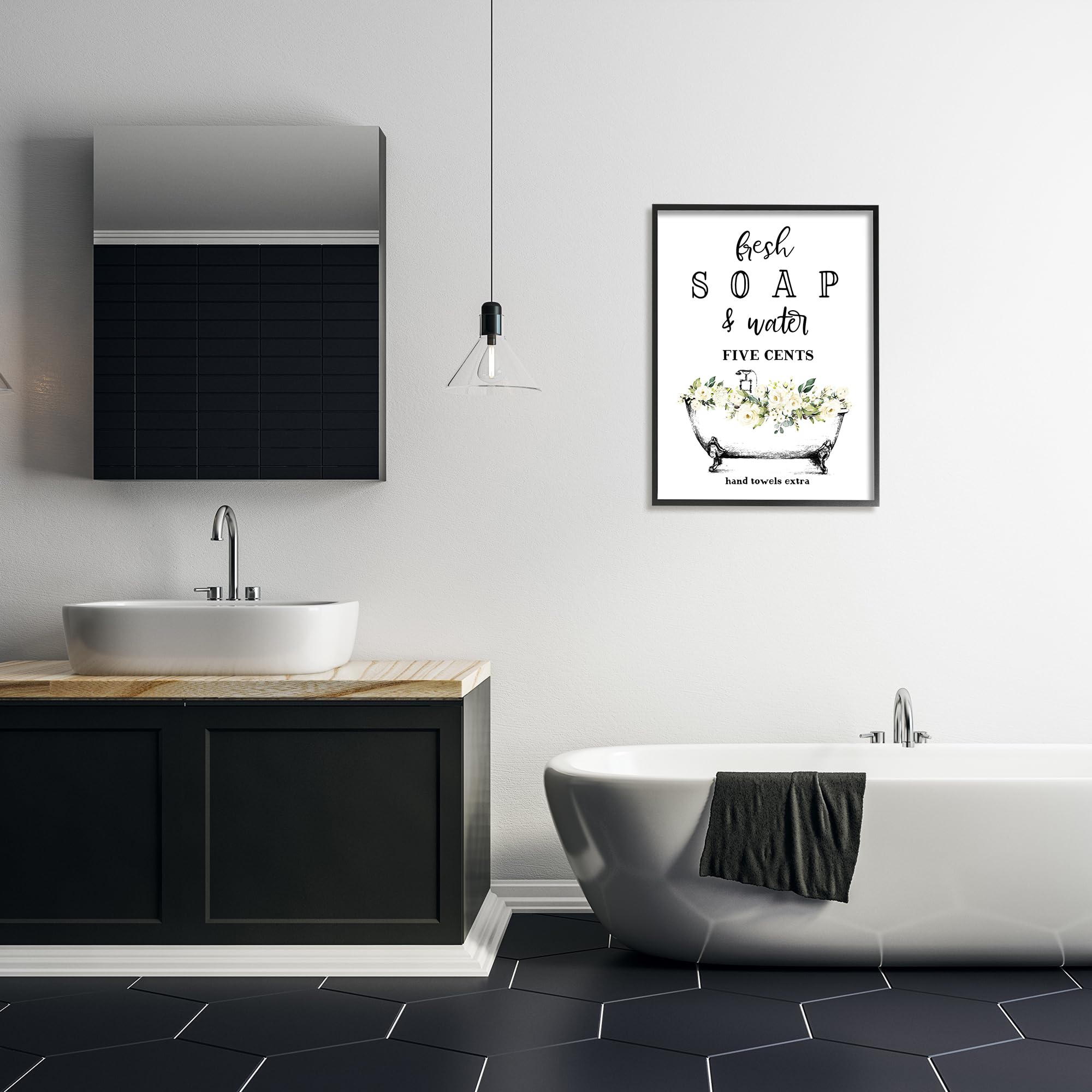 Stupell Industries Fresh Soap And Water Bath Tub Bathroom Design Framed Giclee Art Design By Artist Lettered And Lined
