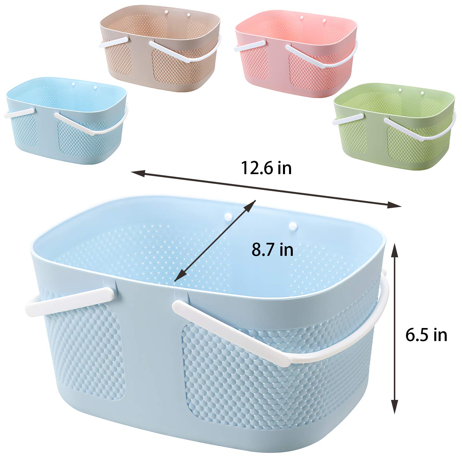 Shower Caddy Basket, Portable Large Capacity Thickened Plastic Organizer Storage Tote With Handles Drainage Toiletry Bag Bin For