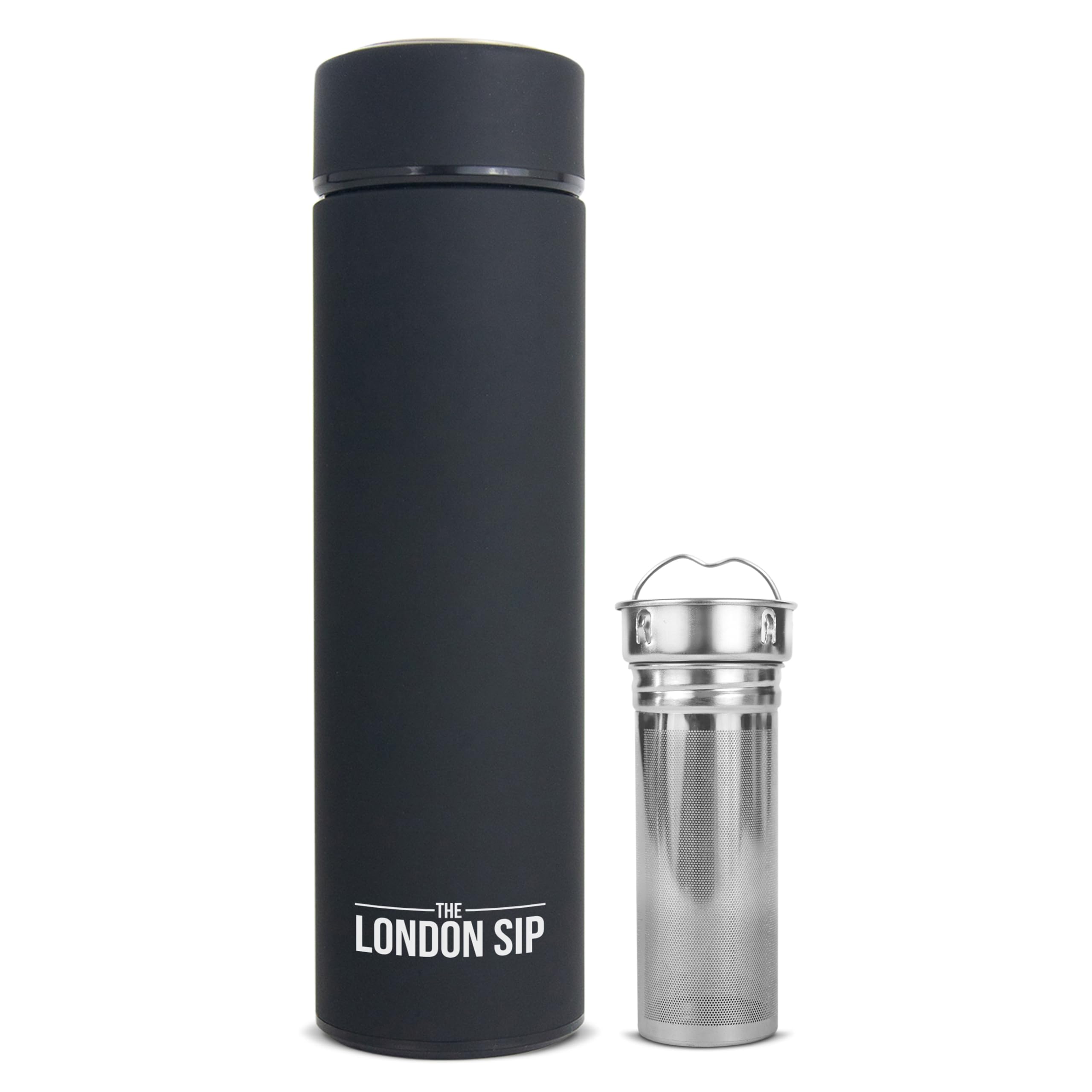 London Sip Multi-Purpose Tea Infuser Travel Mug and Tumbler Fruit Infuser Flask Hot and Cold Double Wall Stainless Steel Thermos