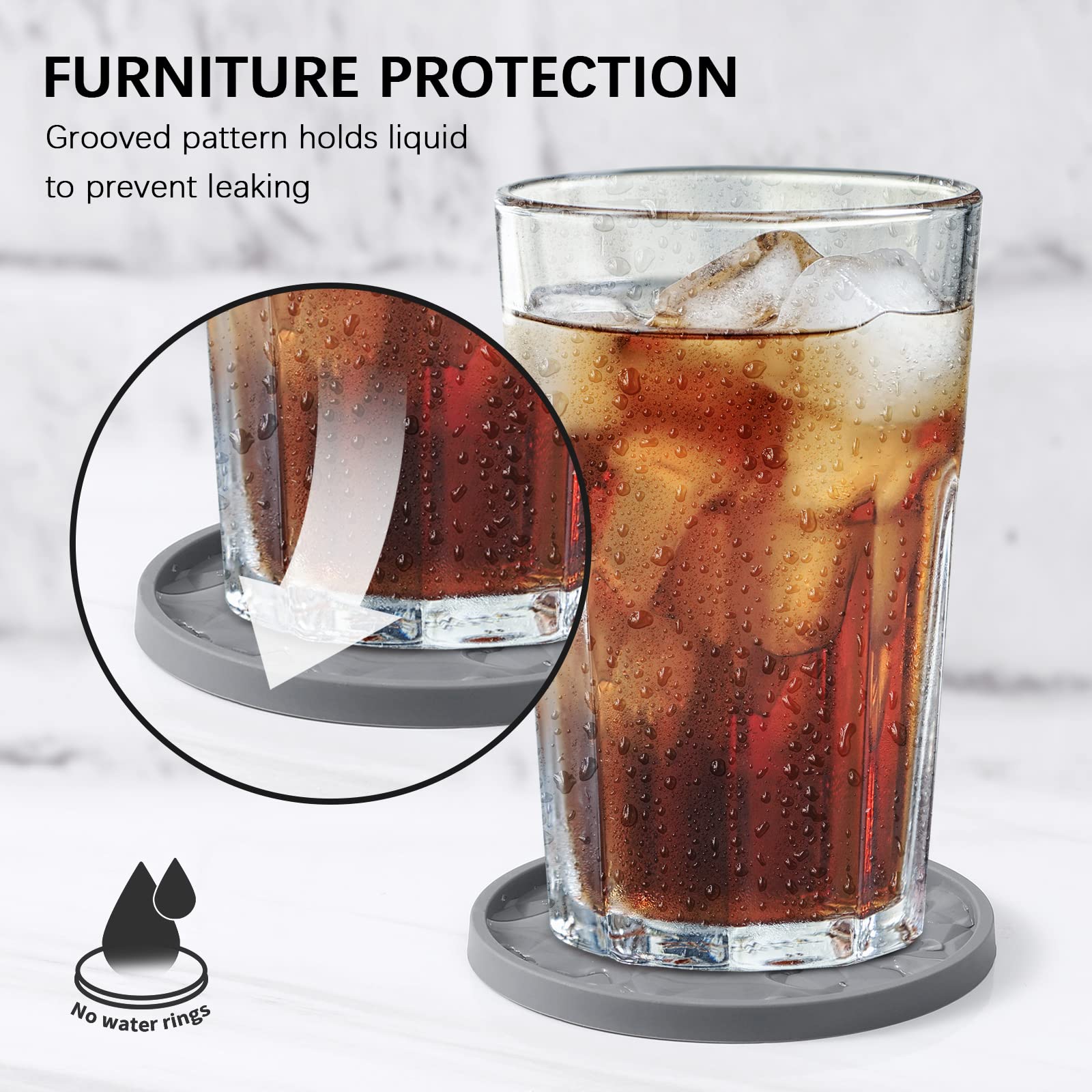 Me.Fan Silicone Coasters [6 Pack] Coasters With Holder - Drinking Coasters - Cup Mat For Drinks - Live For Hot Or Cold Drink Thi