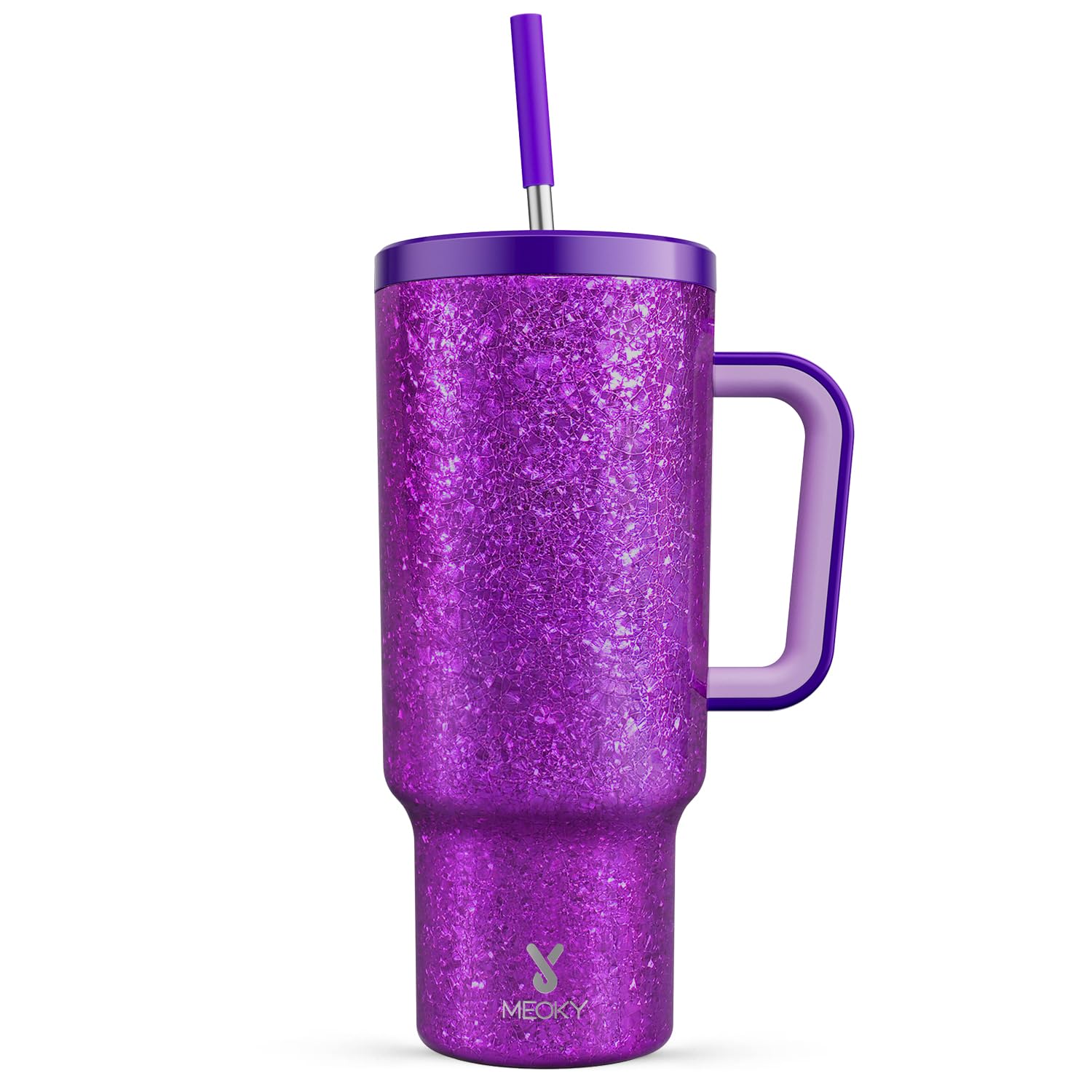 Meoky Tumbler with Handle and Straw for Women: 40 oz Stainless Steel Insulated Tumbler with Lid and Straw 100% Leakproof for Car