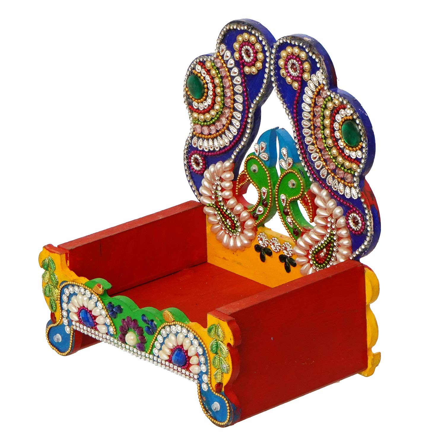 Capio Art Wooden Singhasan For Laddu Gopal Ganesha Krishna God Idols | Decorative Ladoo Gopal Pooja Chowki Sihasan For Temple Ma