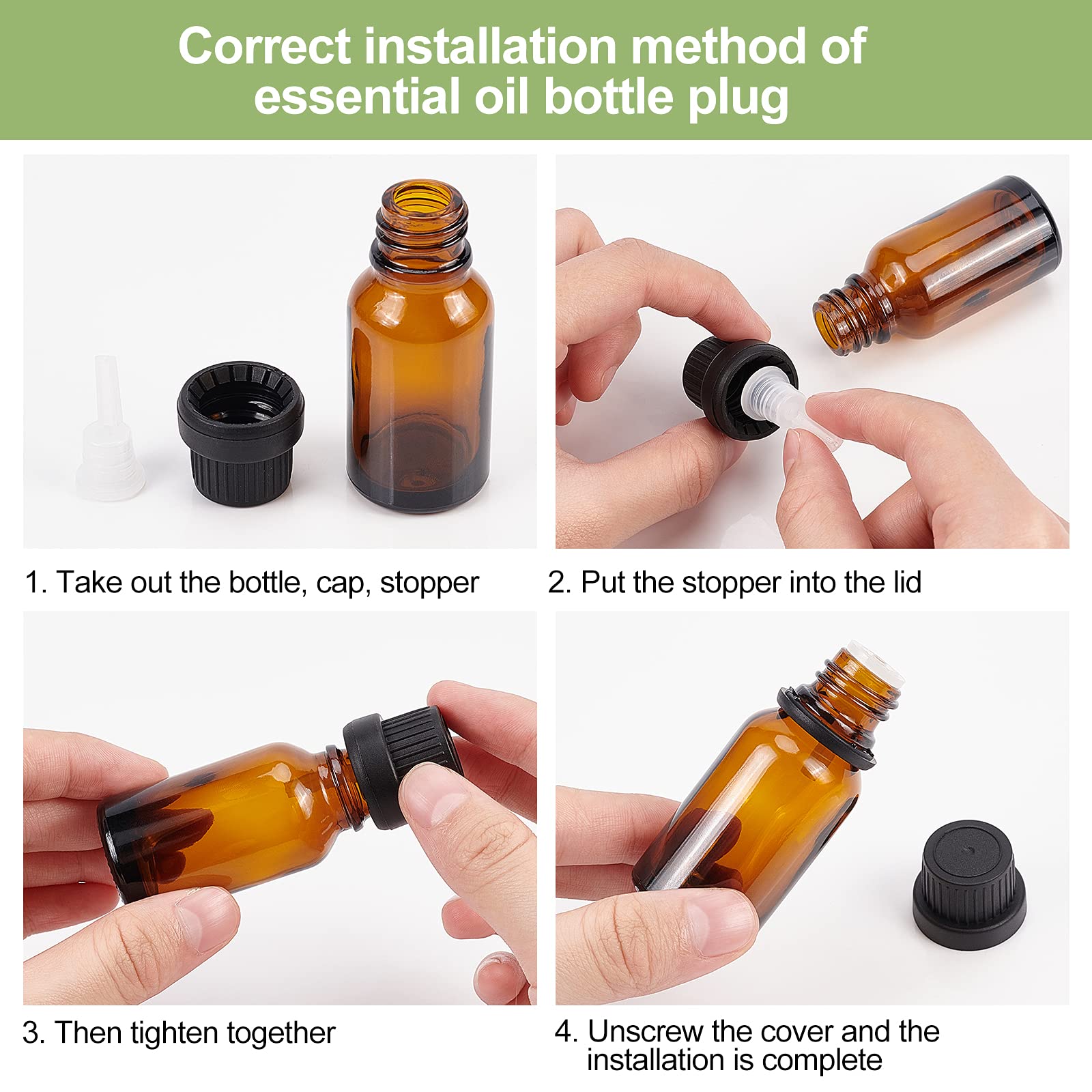 BENECREAT 24 Pack Brown Glass Essential Oil Bottles 15ml with Droppers & Funnel - DIY-BC0001-24B-US