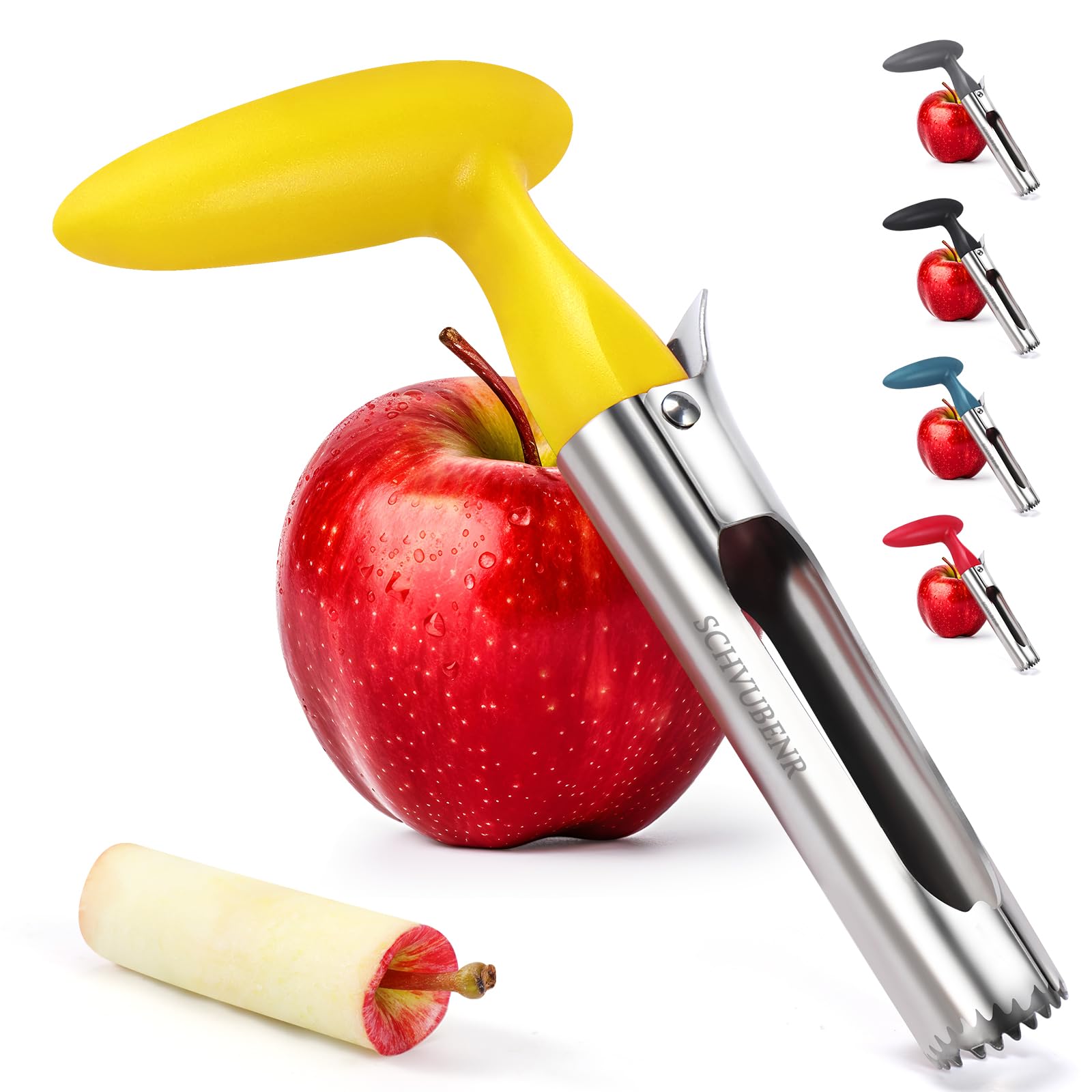Schvubenr Premium Apple Corer Tool - Easy To Use And Clean - Sturdy Apple Core Remover With Sharp Serrature - Stainless Steel Co