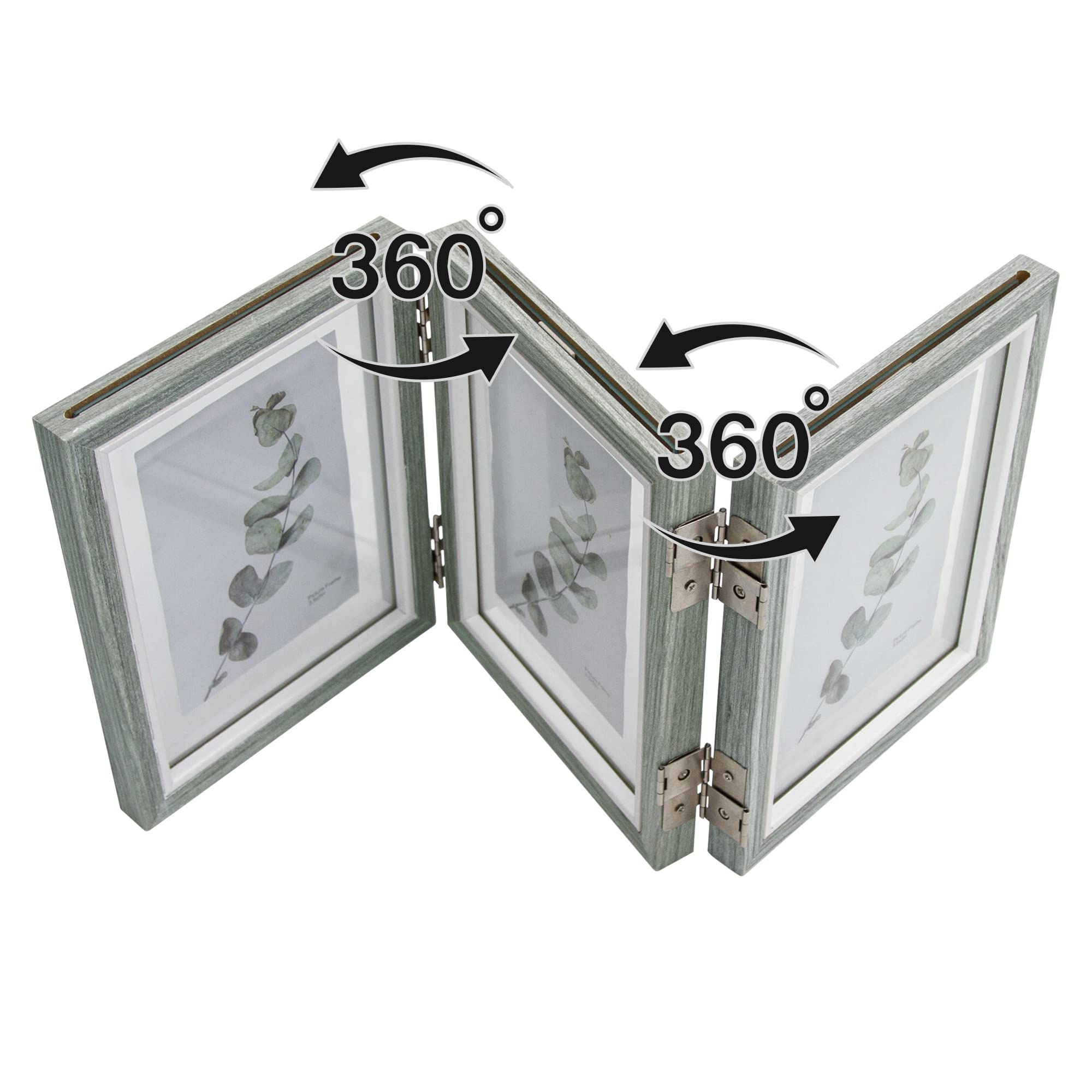 Afuly 7x5 Photo Frames Collage for Wall Multiple Picture Frames fit 6x4, 5x3, 3x3.5 Photo Grey Floating Frame with Double Sided