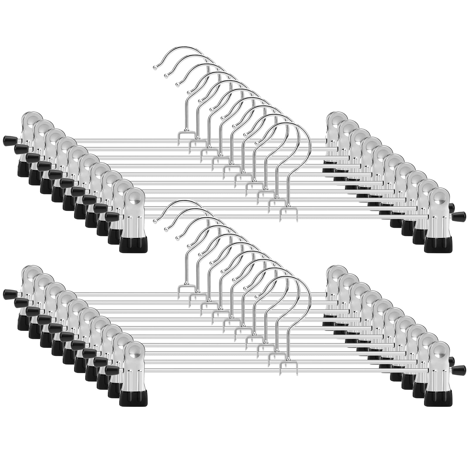 Ieoke Pant Hangers, 50 Pack Skirt Hangers With Clips Metal Trouser Clip Hangers For Heavy Duty Ultra Thin Space Saving