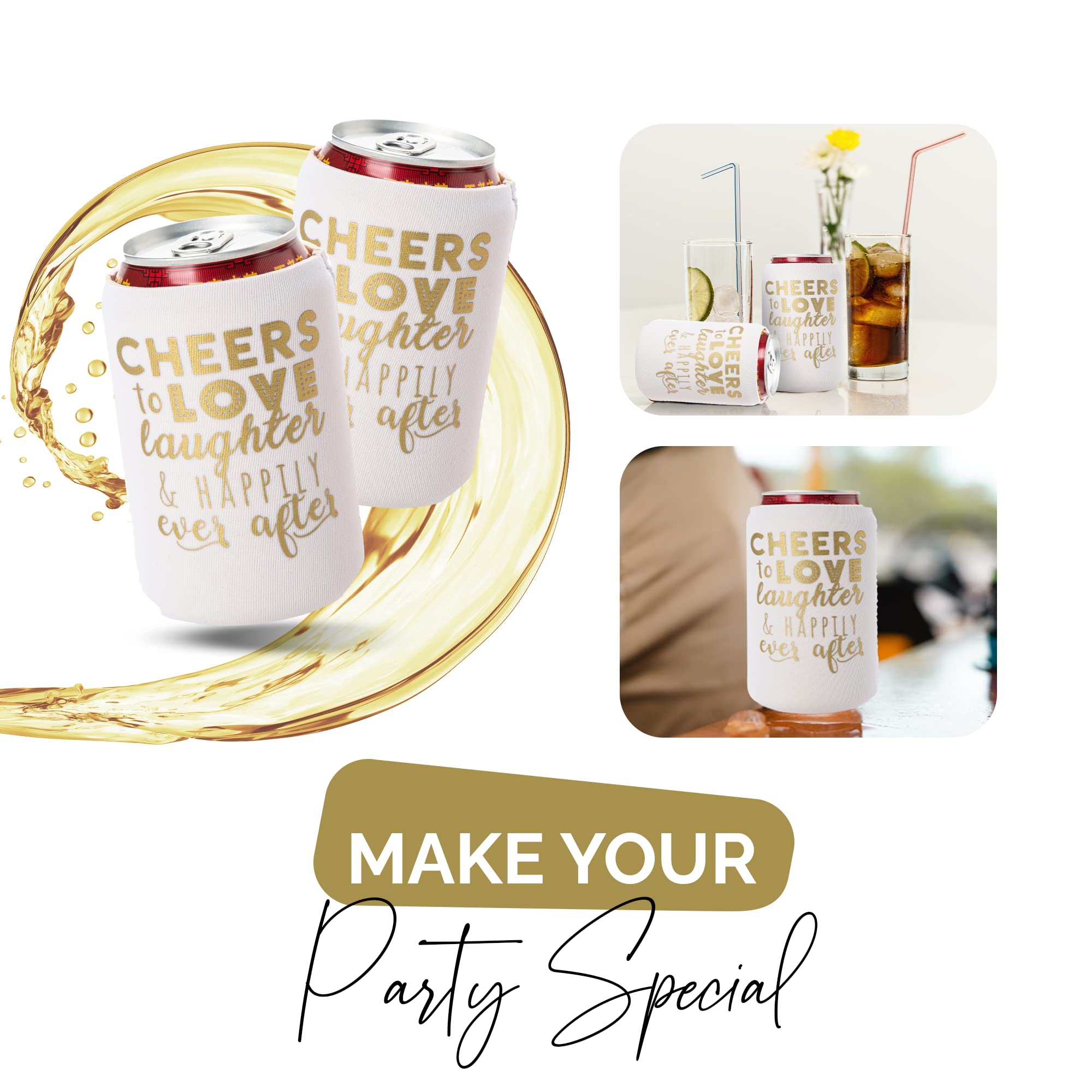 Wedding Can Cooler Decorations - 12 Cheers To Love Laughter And Happily Ever After, Rehearsal Dinner Favors, Wedding Supplies -