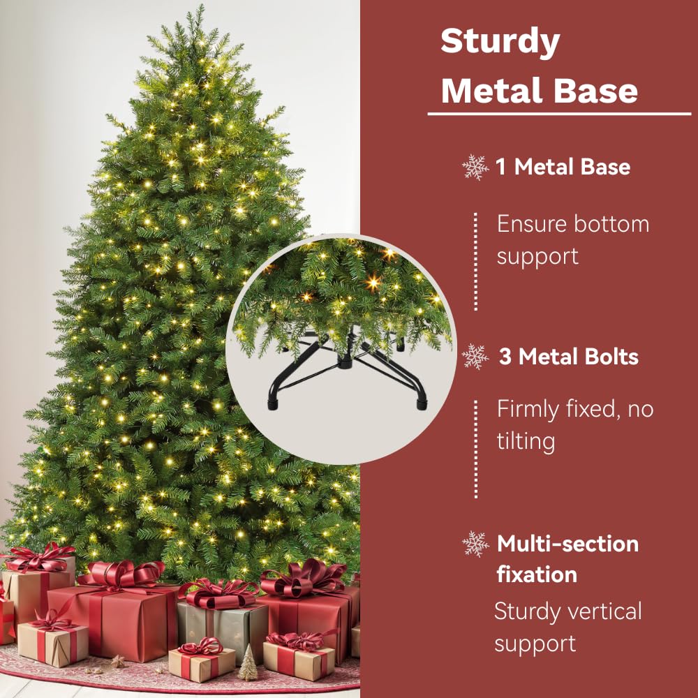 DWVO Bell Shaped Prelit Christmas Tree 6ft, Atificial Christmas Tree with 450 LED Lights Includes Metal Stand, Full Green Xmaxs