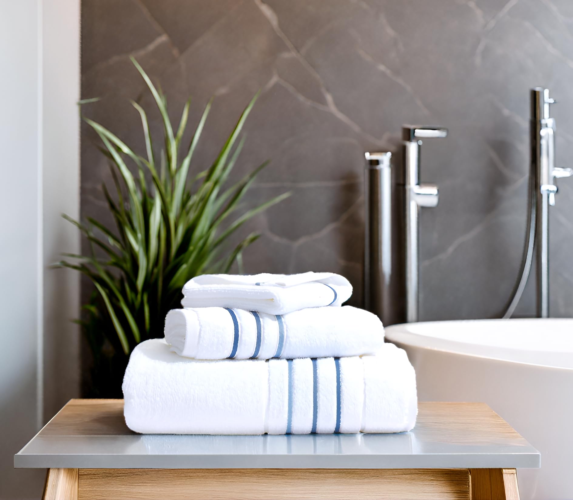 Le Fil Blanc Bath Towel Set_White Towel For Bathroom, Luxury Hotel &Spa Quality, 100% Cotton .Includes 2 Large Bath Towels, 2 Ha