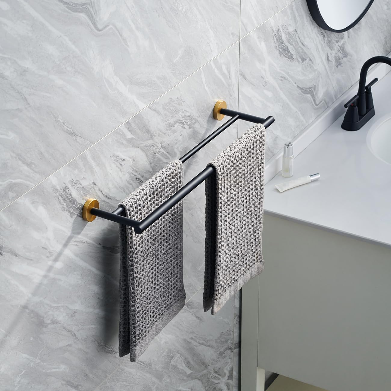 Miyili 24-Inch Bathroom Double Towel Bar Brushed Stainless Steel Bath Towel Rack Holder Wall Mount, A01N60B