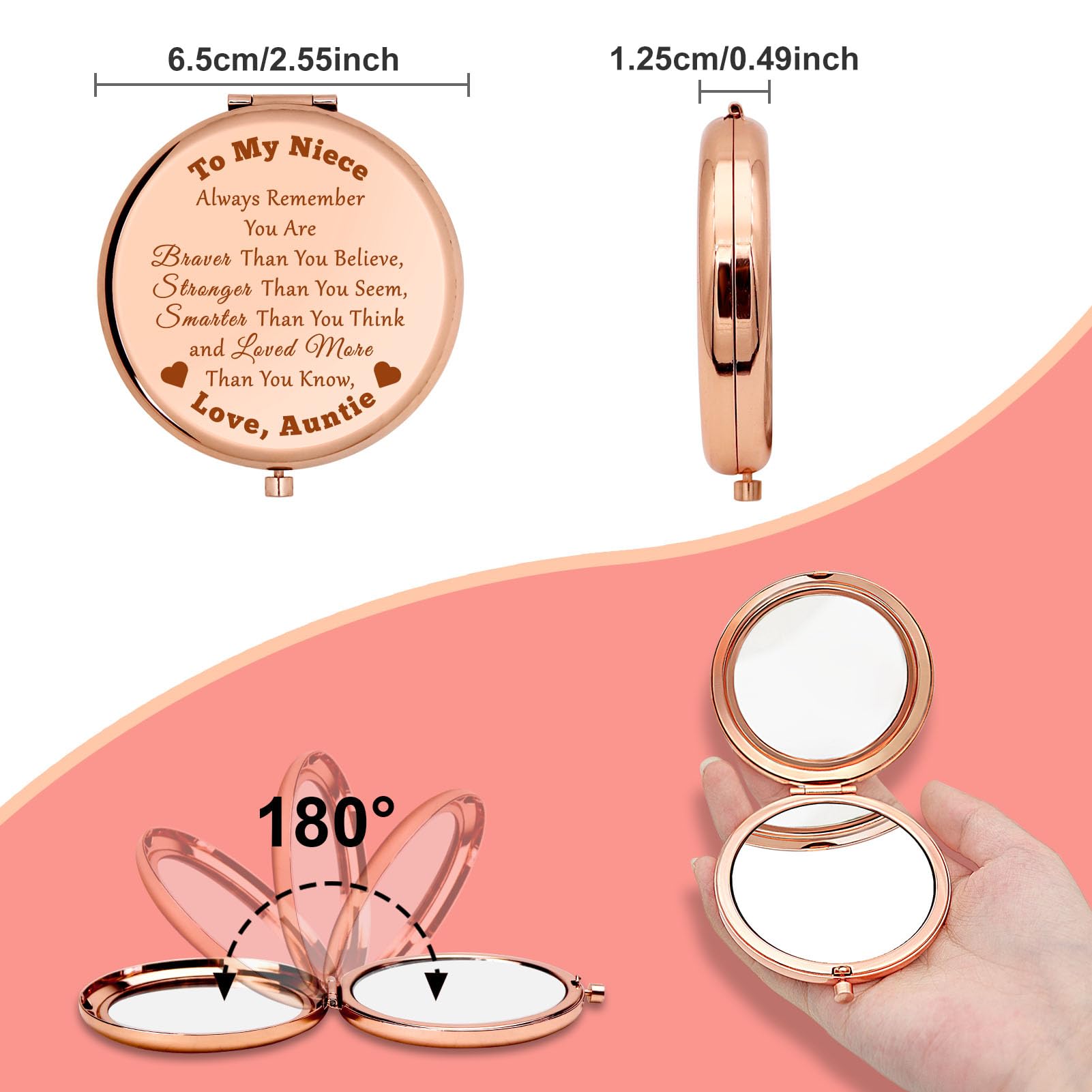 Niece Compact Mirror Niece Gifts From Auntie Inspirational Gifts For Niece From Aunt Niece Encouragement Gifts Folding Makeup Mi