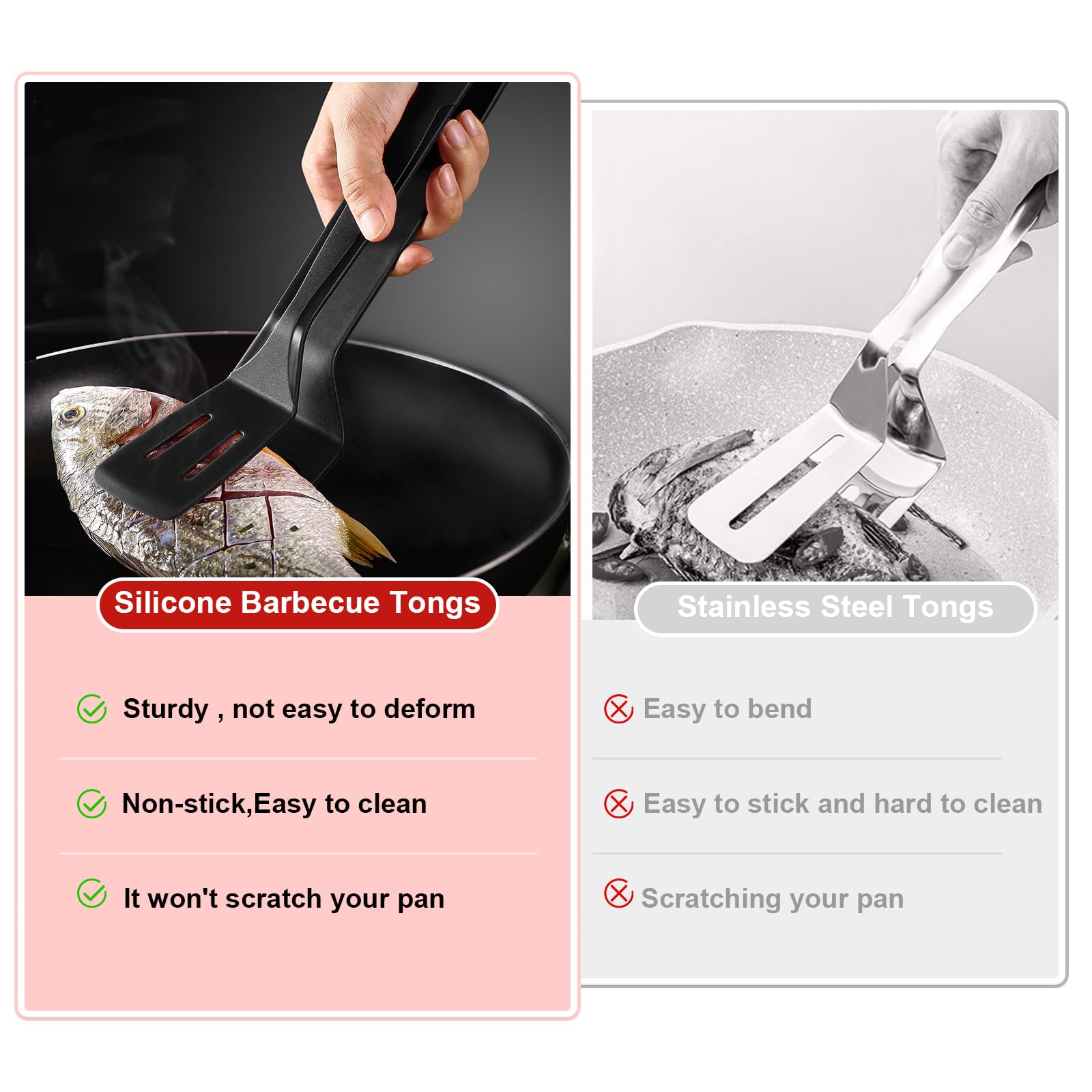 Silicone Kitchen Cooking Tongs, Premium Stainless Steel Silicone Barbecue Clamp, Multipurpose Bbq Clamp Spatula For Gripper Brea