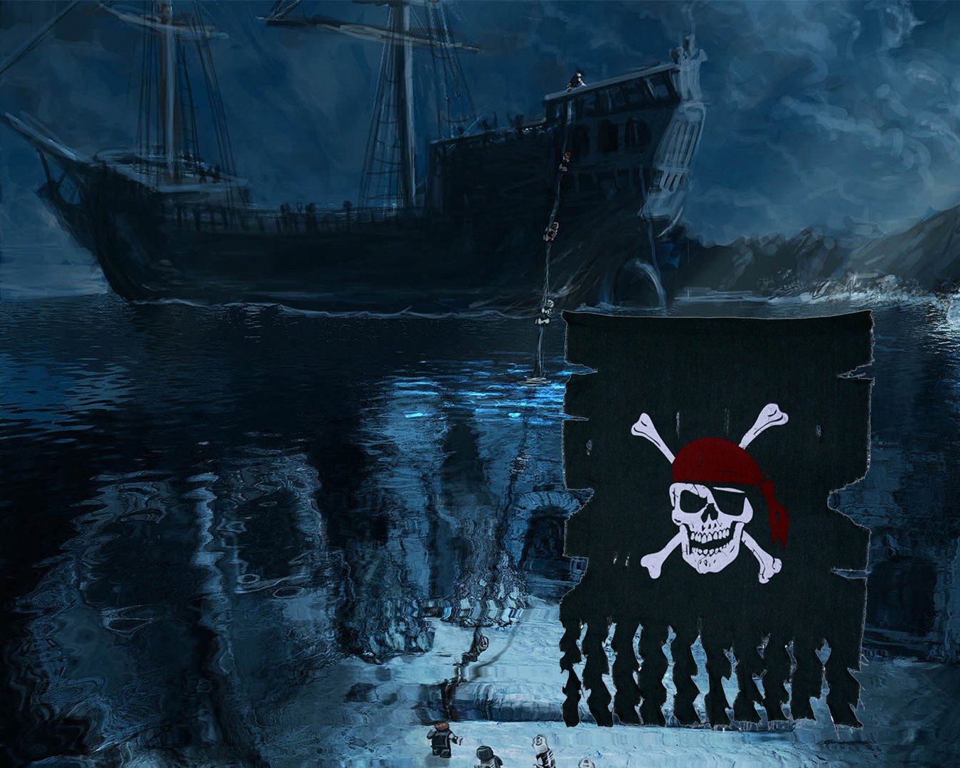 Langxun 2Pcs Large Size 3Ft X 2.5Ft Retro And Weathered Linen Pirate Flag For Halloween Decorations, Pirate Party, Kids Room D