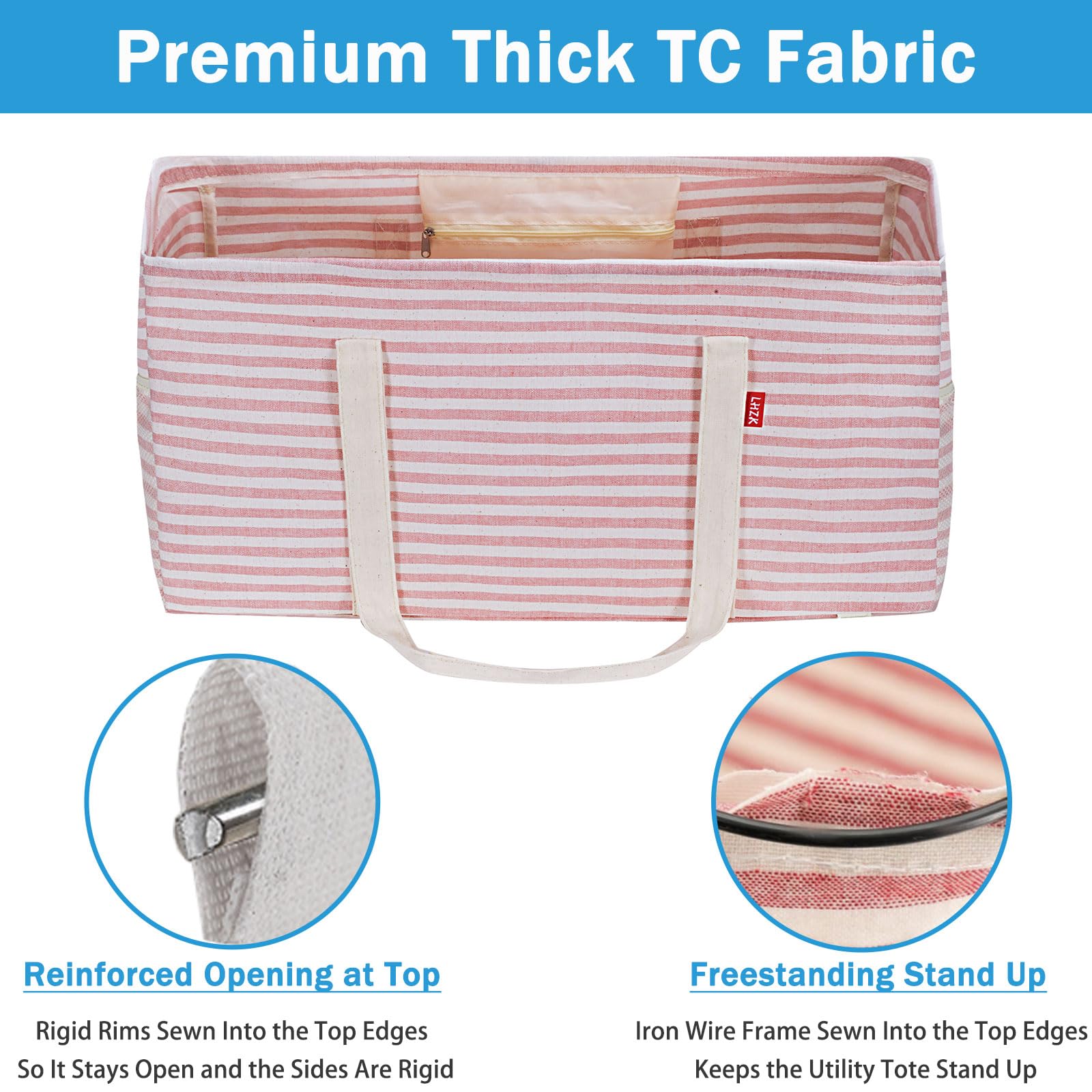Lhzk Standing Extra Large Utility Tote Bag With Metal Wire Frame And The Sides Rinforced, Extra Large Tote Bag With Handle, Reus