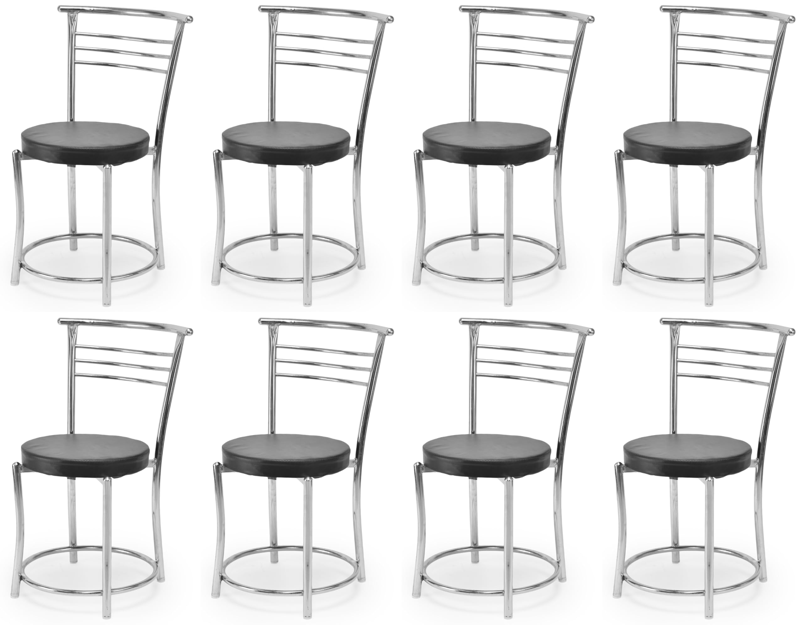 Goyal Steel & Furniture Chairs For Dining Table, Steel Chair, Dining Chair With Comfortable Cushion (8, Black, Standard)