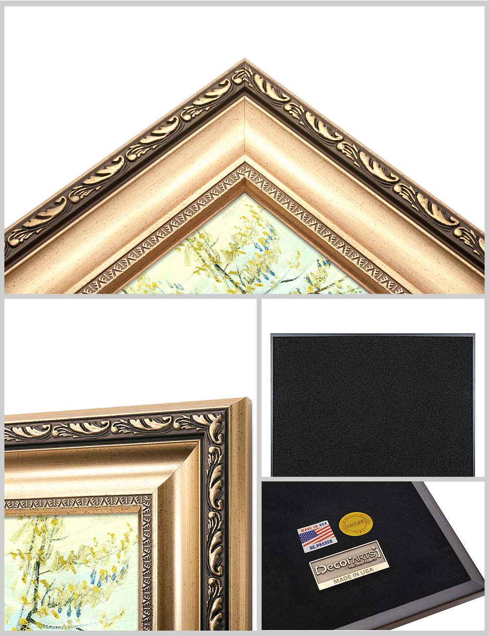 Decorarts - The White Orchard - Vincent Van Gogh. Giclee Print On Canvas With Matching Golden-Relief Framed Wall Art. Picture Si
