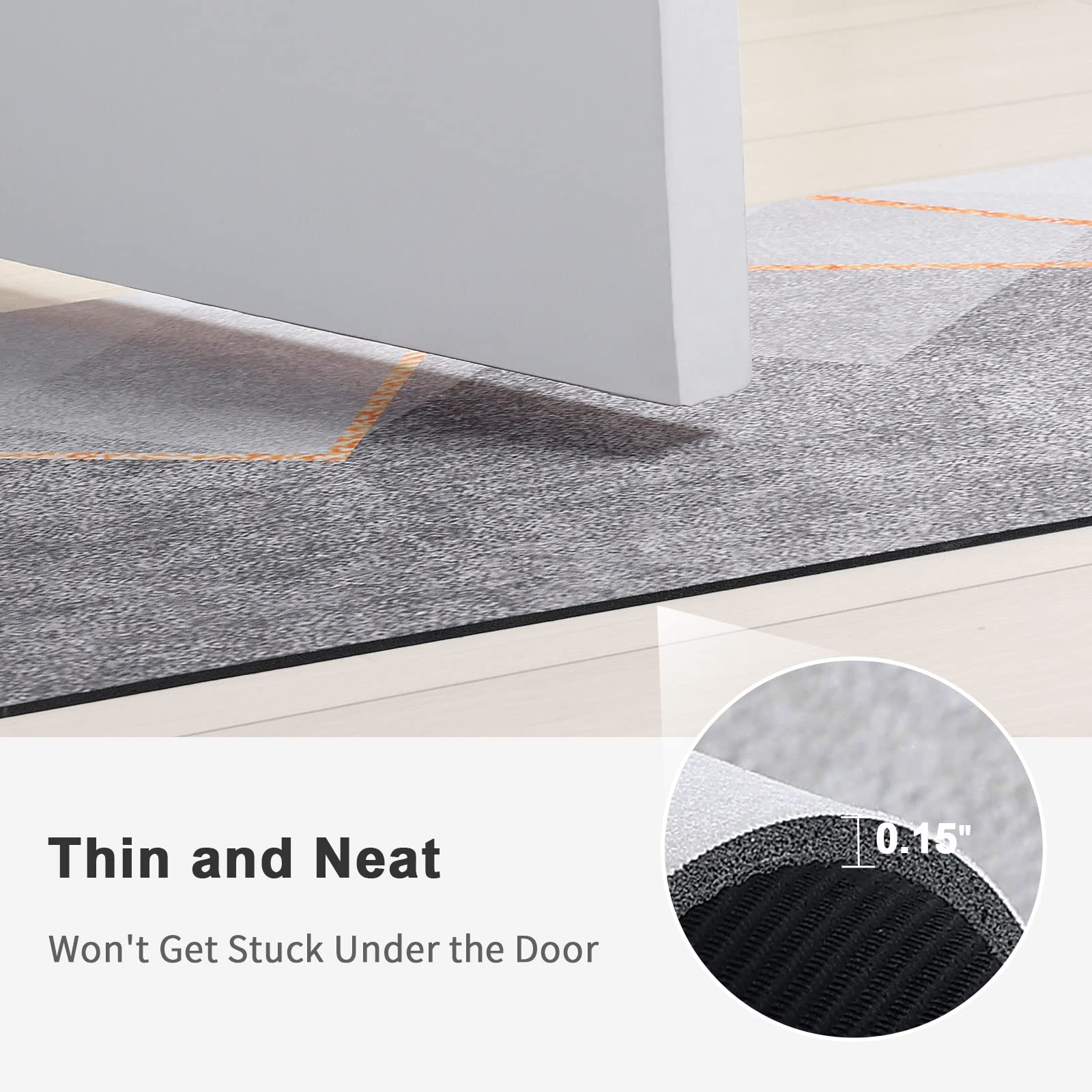 Stiio Bath Mats for Bathroom 17x29 inches  Super Absorbent Quick-Drying Bath Rug  Rubber Non-Slip Thin Bathroom Rugs Fit Under Door  Easy Clean Washable Shower Mat for Kitchen  Bathtub  Sink  Grey