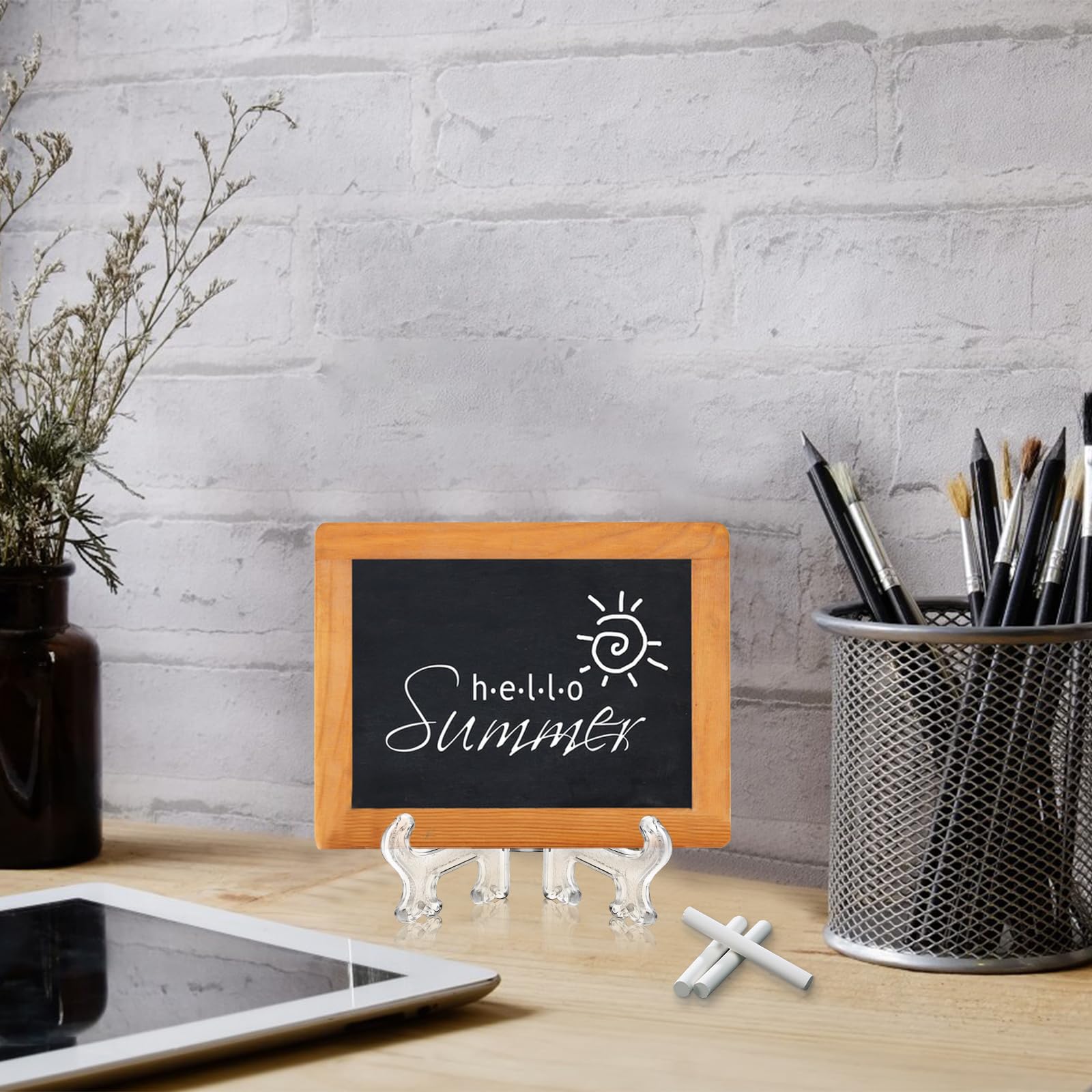 Funzhan 4 Inch Black Display Stand 2pcs Matte Acrylic Plate Holders for Books Picture Frames Tabletop Decor Wedding Place Cards