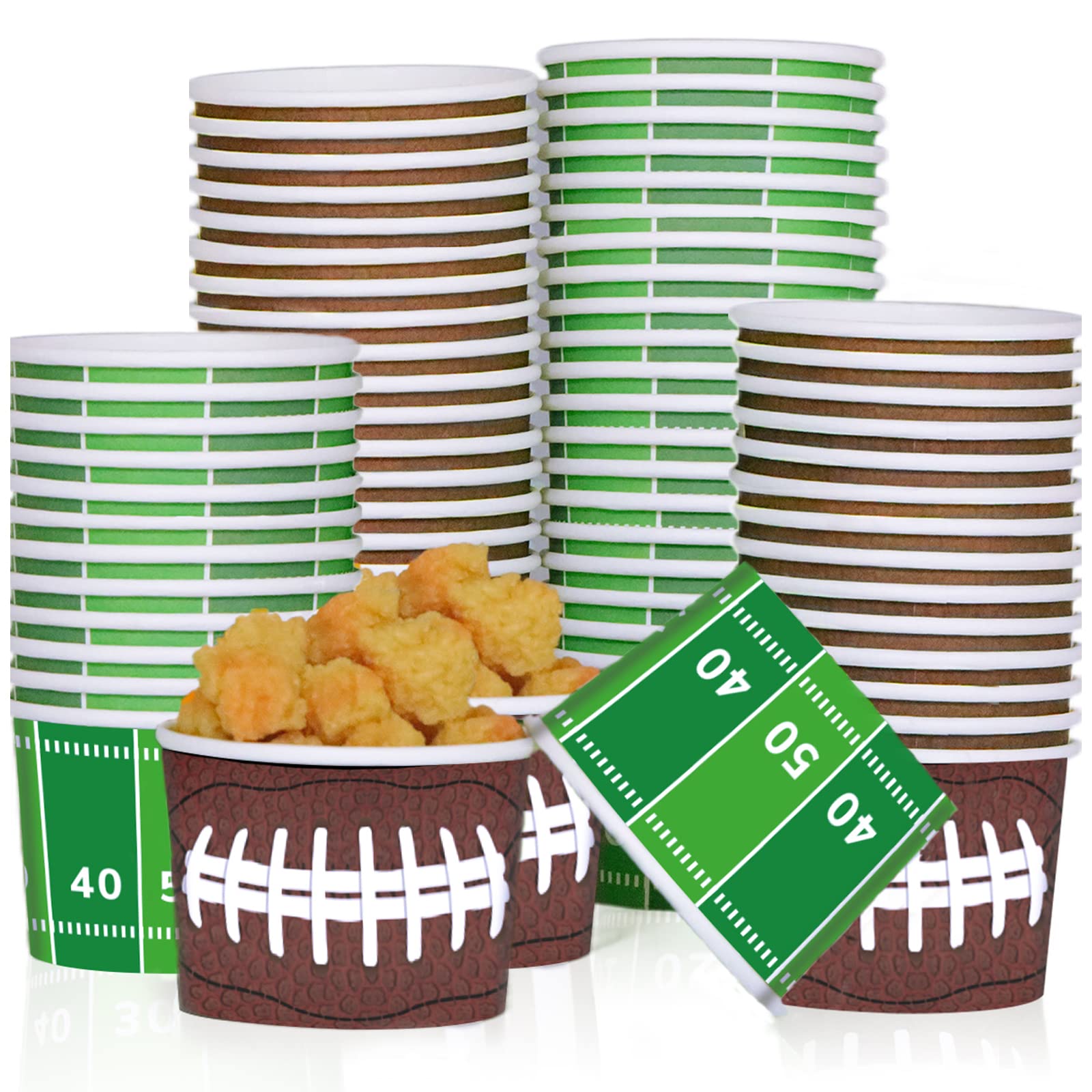 Gisgfim Football Party 50Pcs Disposable 9 Oz Paper Bowls, Durable Snack Cups For Sports Events, Game Day, Birthday Party Decorat
